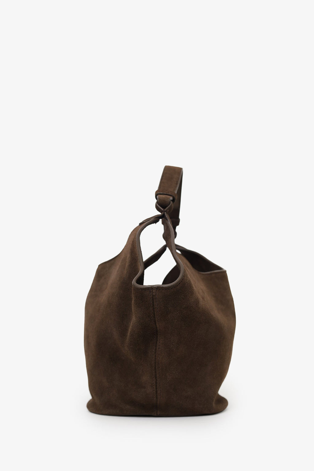 Khaite Brown Suede Lotus Small Top Handle Bag