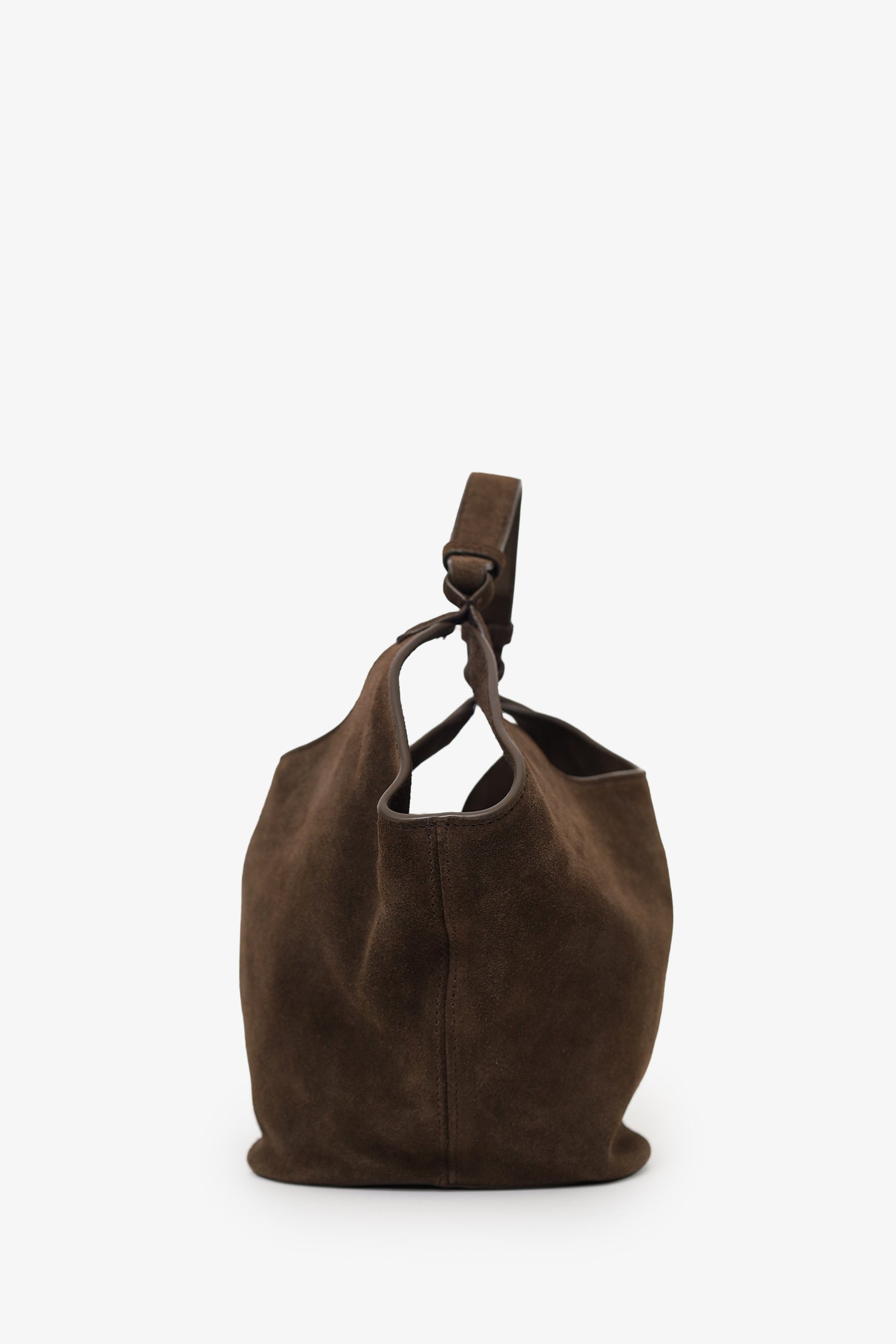 Khaite Brown Suede Lotus Small Top Handle Bag