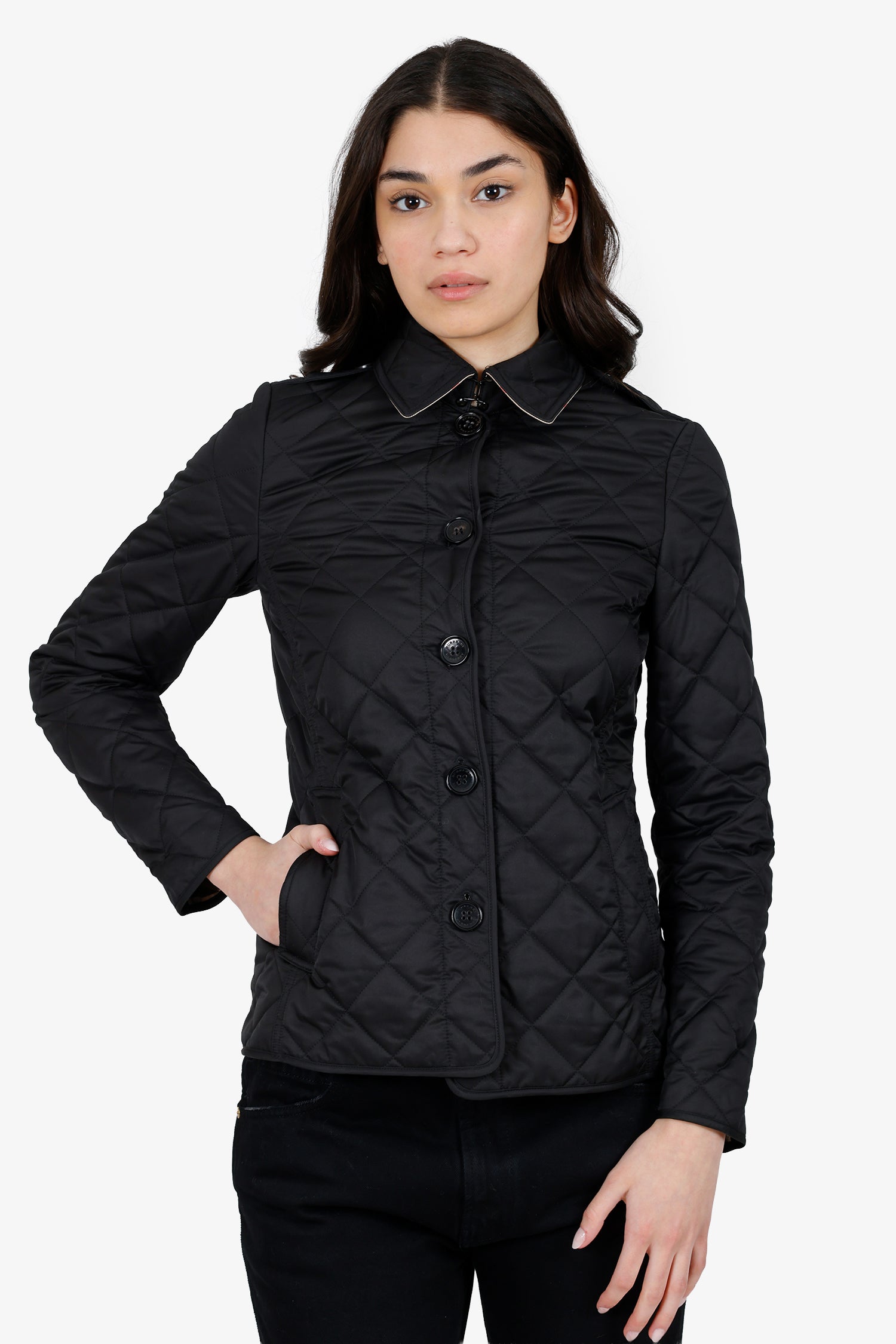 Burberry Black Quilted Jacket Size XS