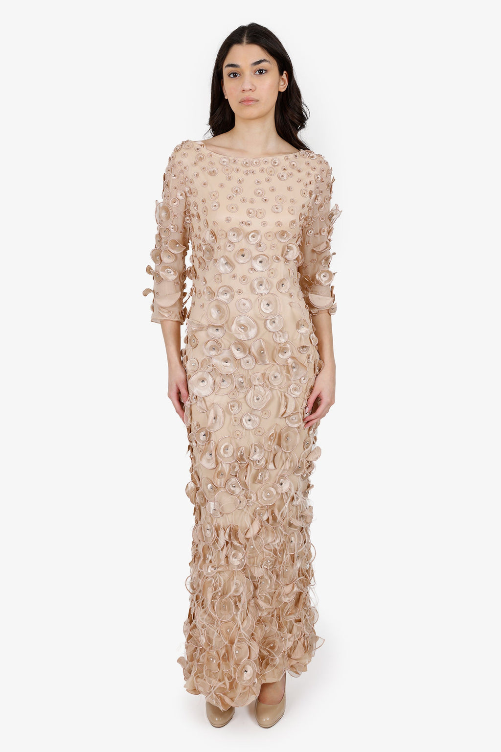 Janique Beige Long Dress Size 10