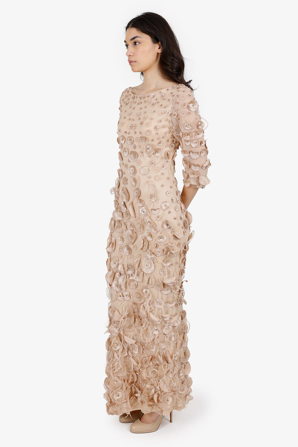 Janique Beige Long Dress Size 10