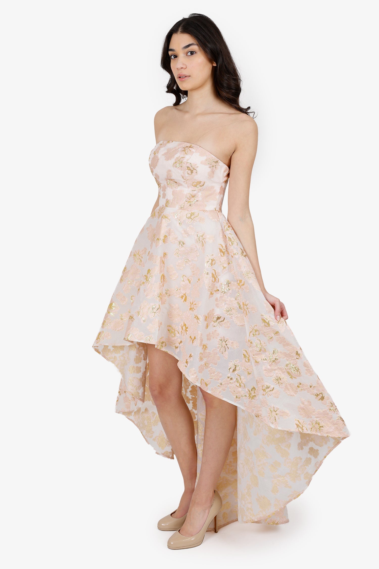 Jadore Pink/Gold High Low Dress Size 10