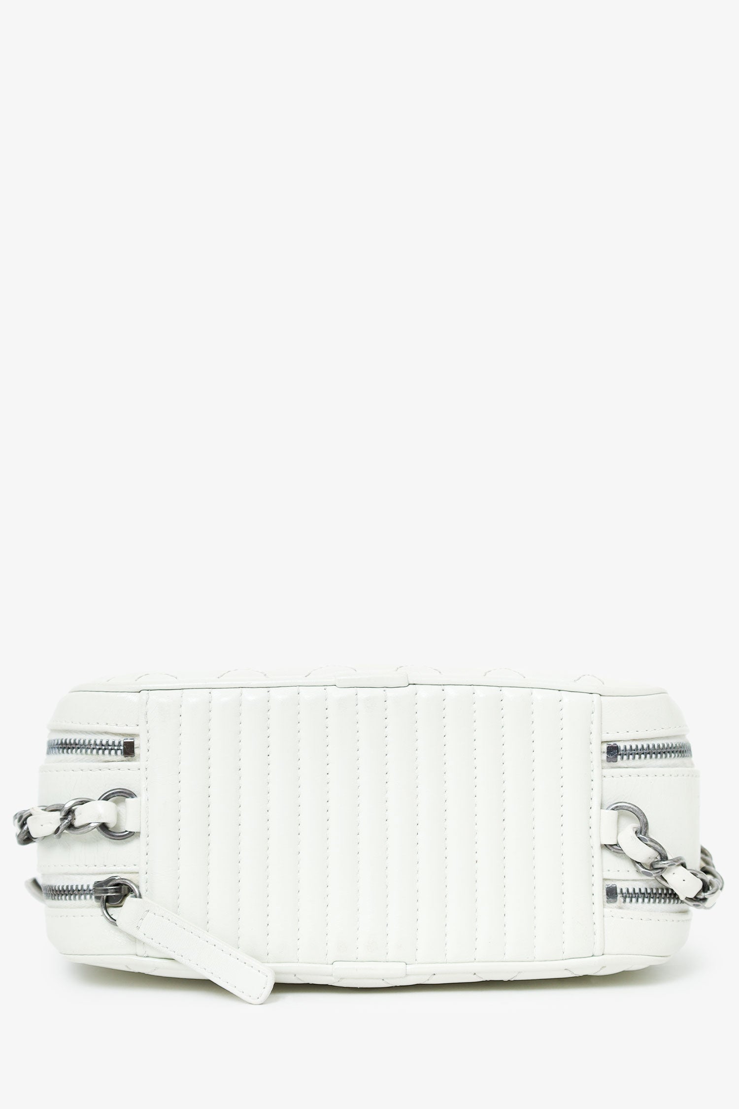 Pre-Loved Chanel™ 2014-15 White Quilted Lambskin Leather Coco Boy Camera Bag