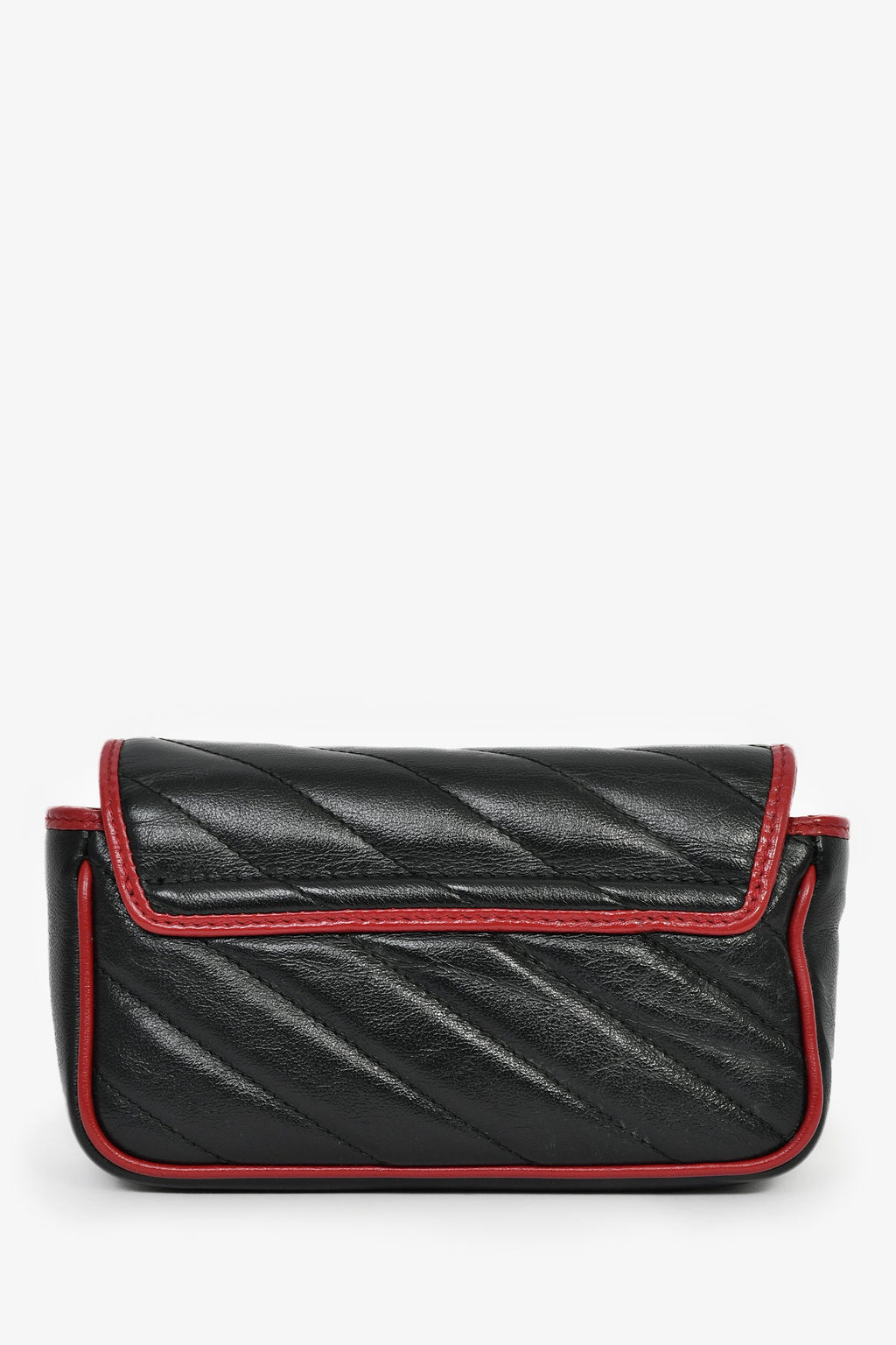 Gucci Black/Red Quilted Leather Torchon Marmont Super Mini Crossbody Bag