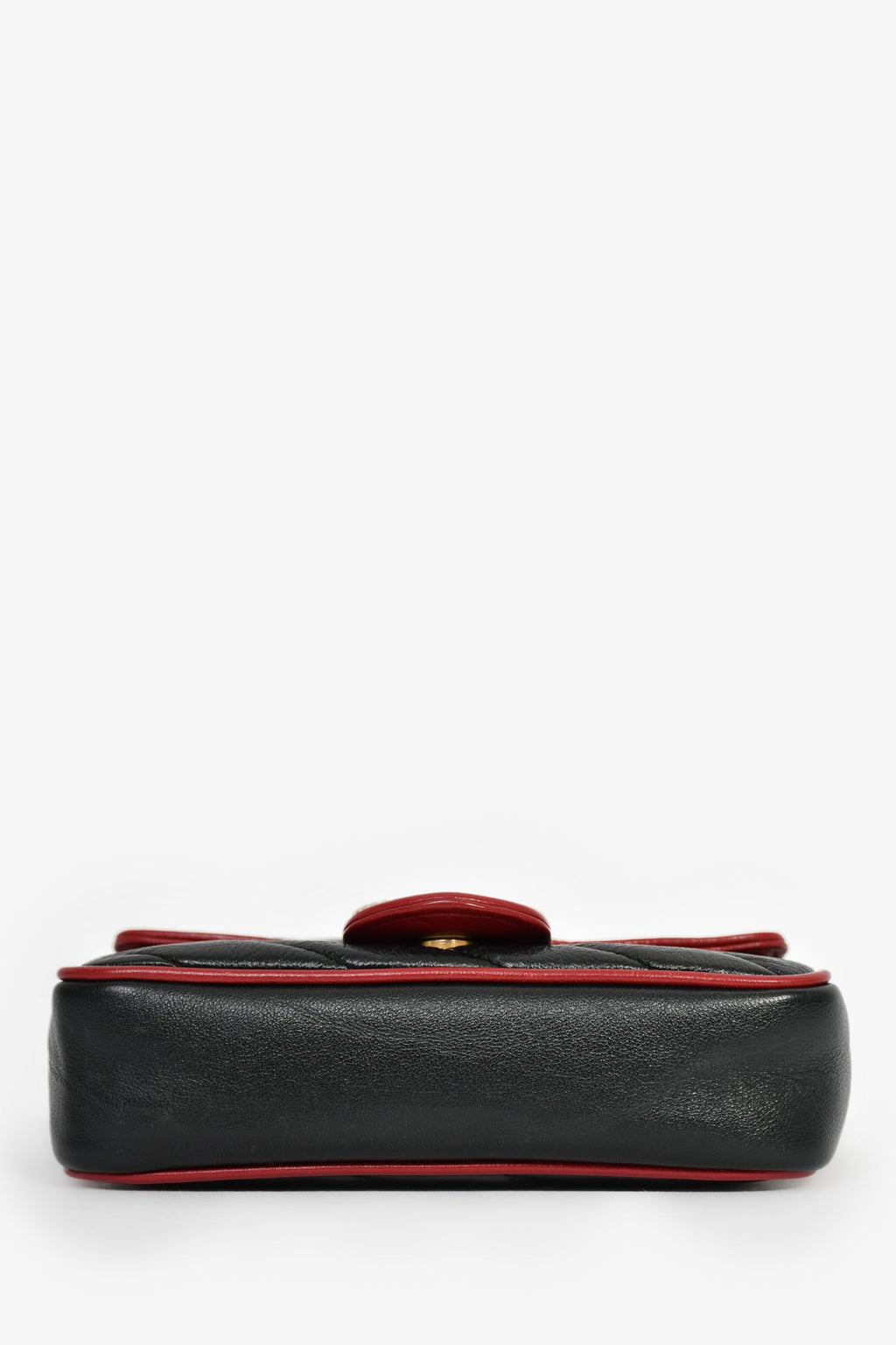 Gucci Black/Red Quilted Leather Torchon Marmont Super Mini Crossbody Bag