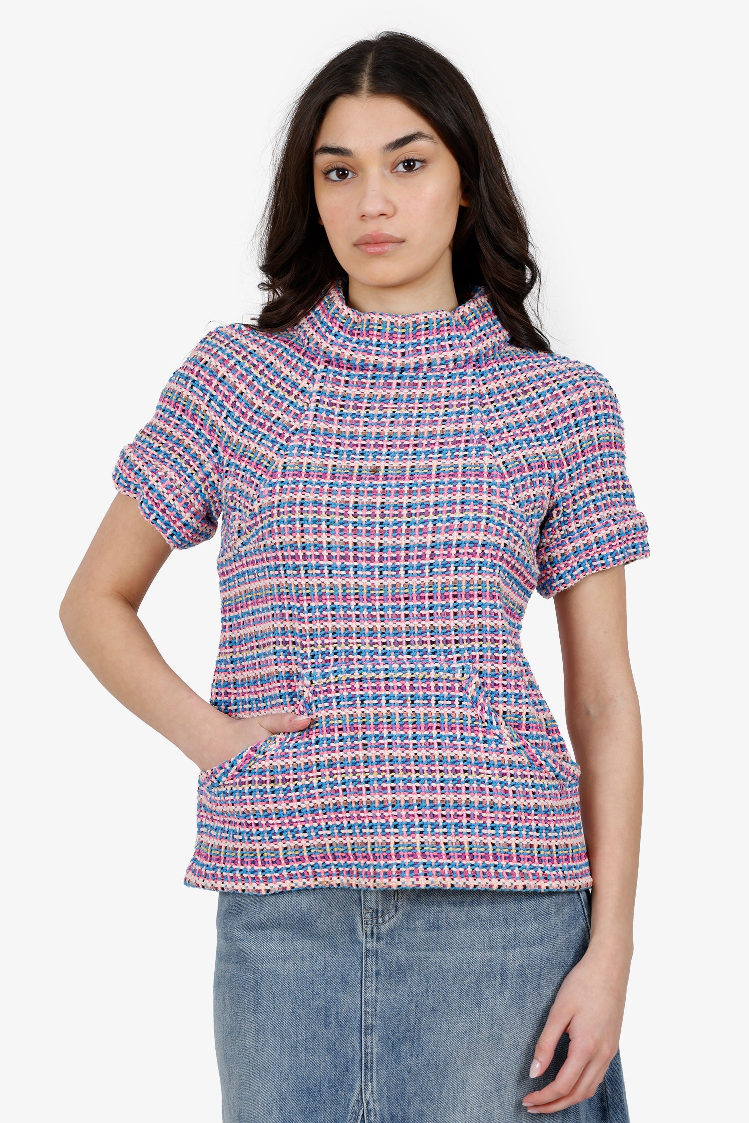 Pre-Loved Chanel™ Pink Tweed Short Sleeve Top Size 38