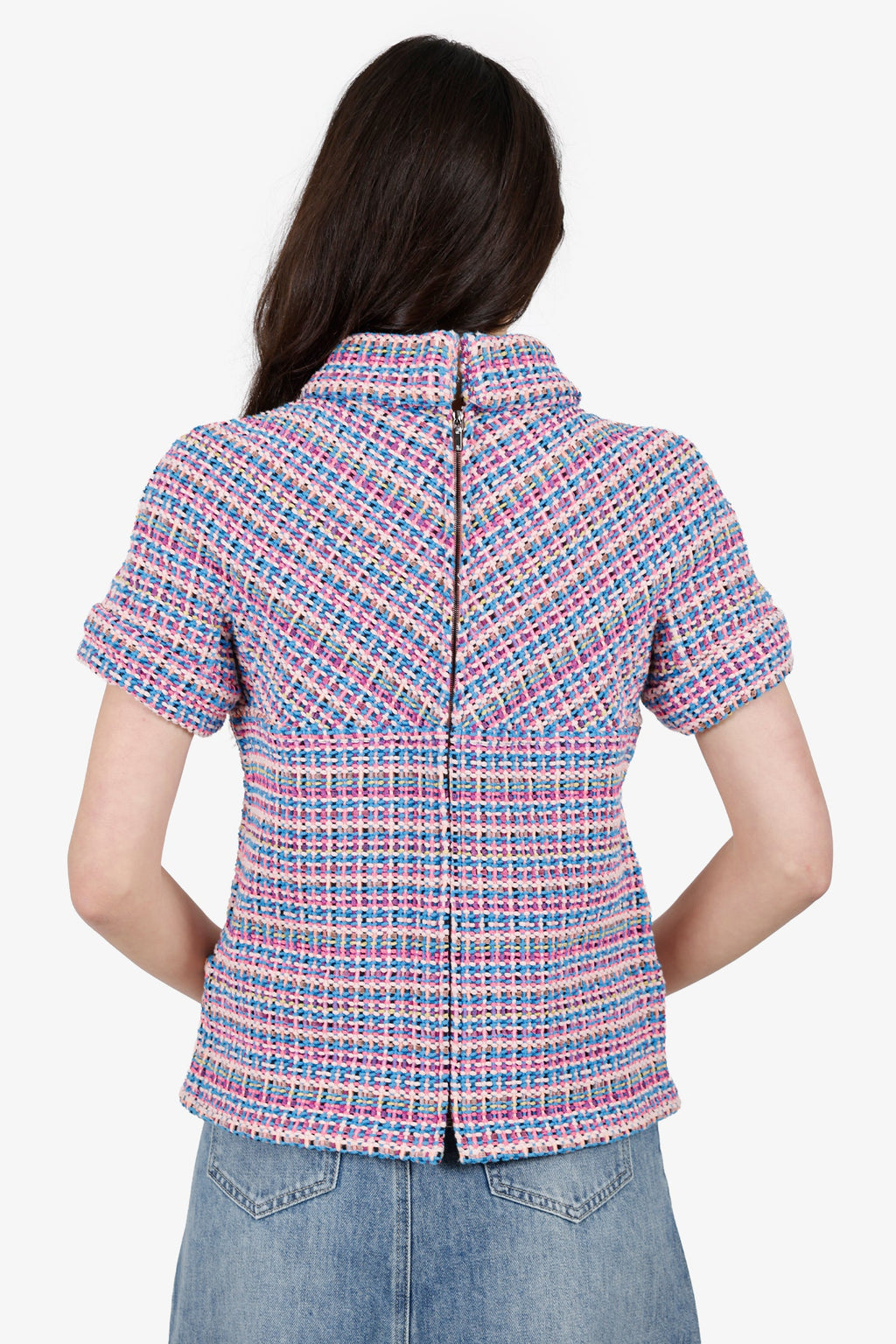 Pre-Loved Chanel™ Pink Tweed Short Sleeve Top Size 38