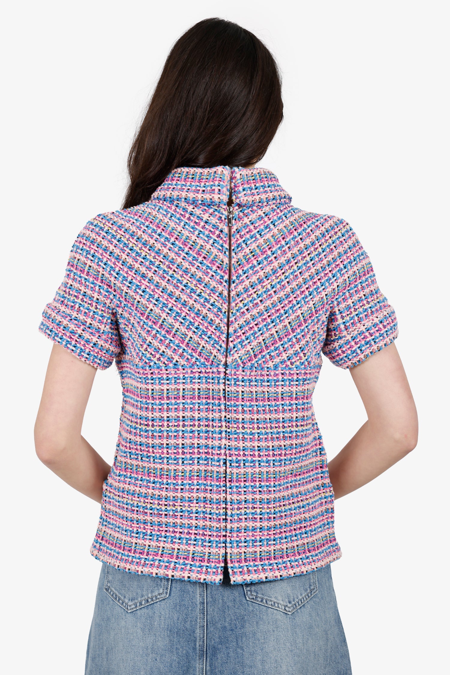 Pre-Loved Chanel™ Pink Tweed Short Sleeve Top Size 38
