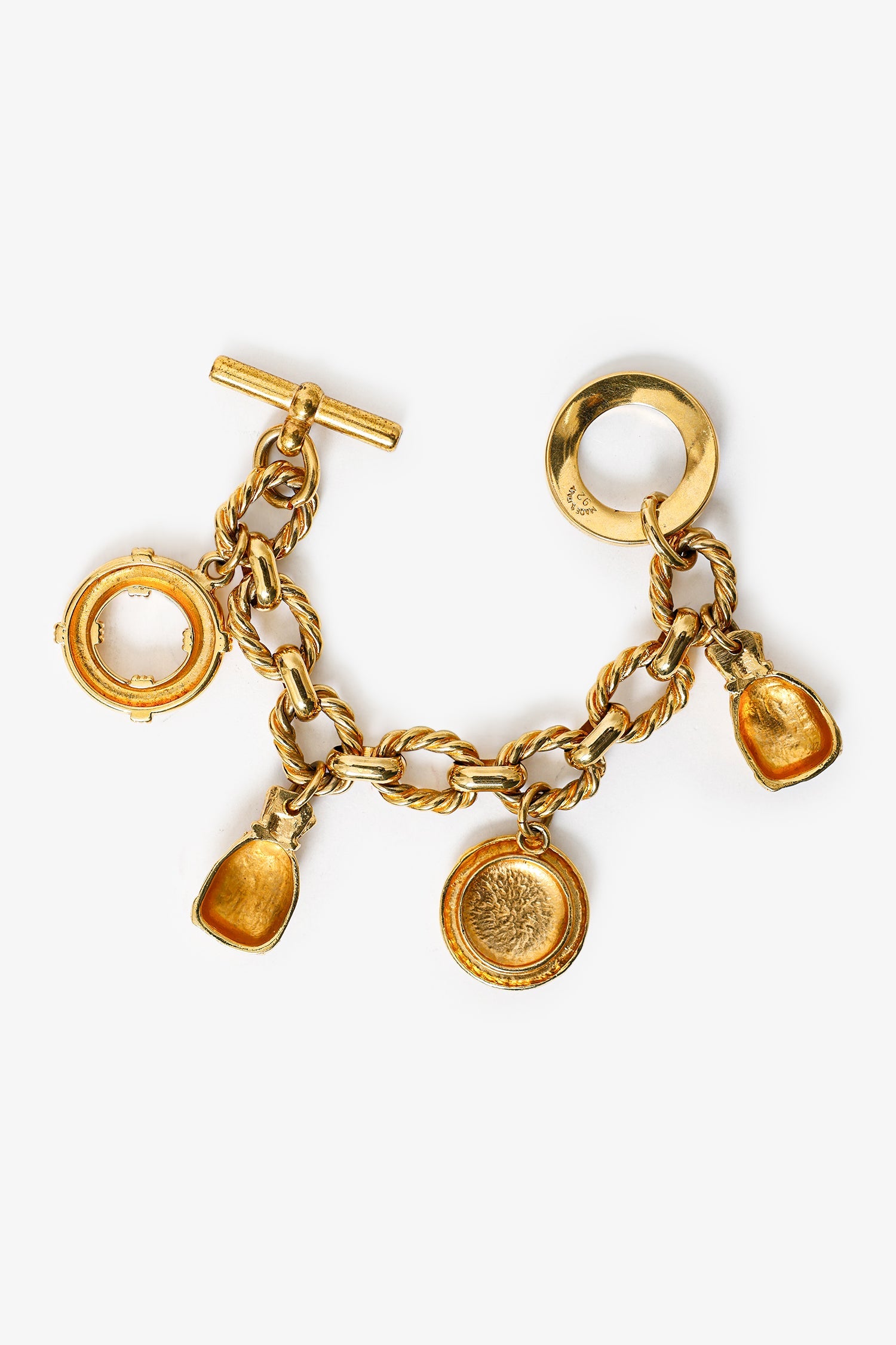 Celine Vintage Gold Toned Charm Toggle Closure Bracelet