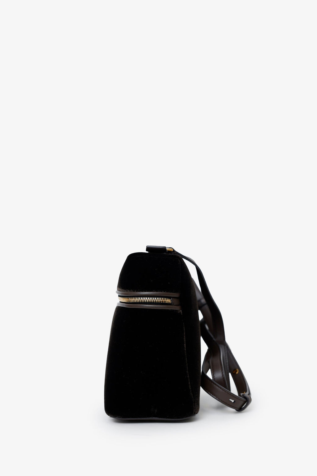 Loro Piana Black Velour/Leather L27 Crossbody With Strap