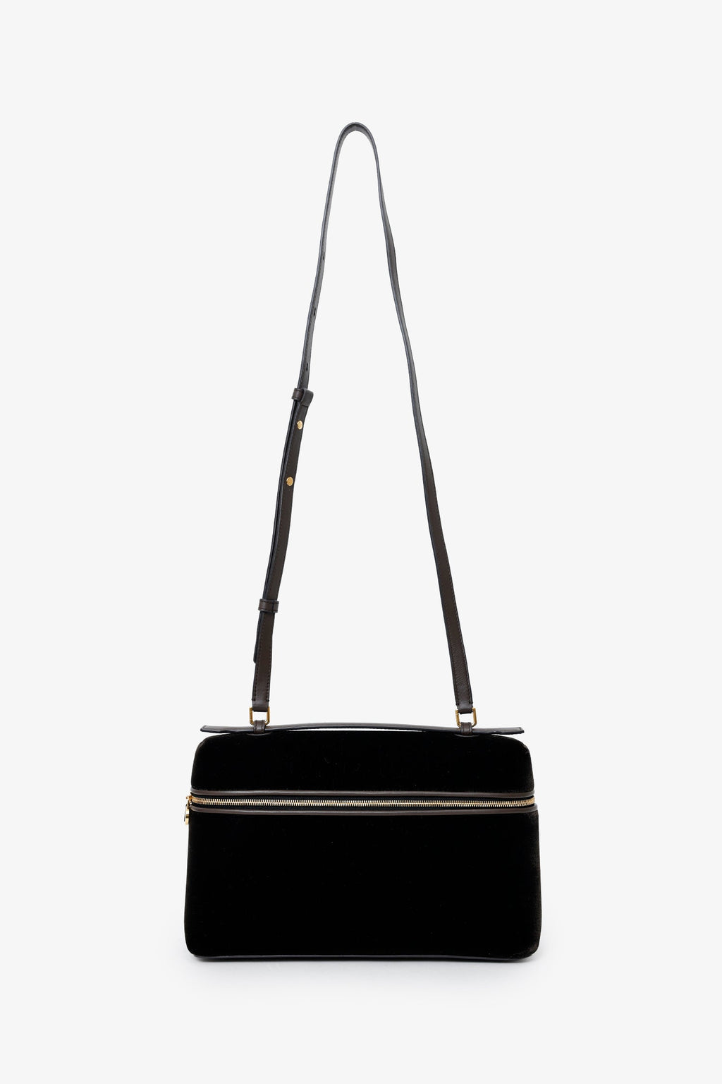 Loro Piana Black Velour/Leather L27 Crossbody With Strap