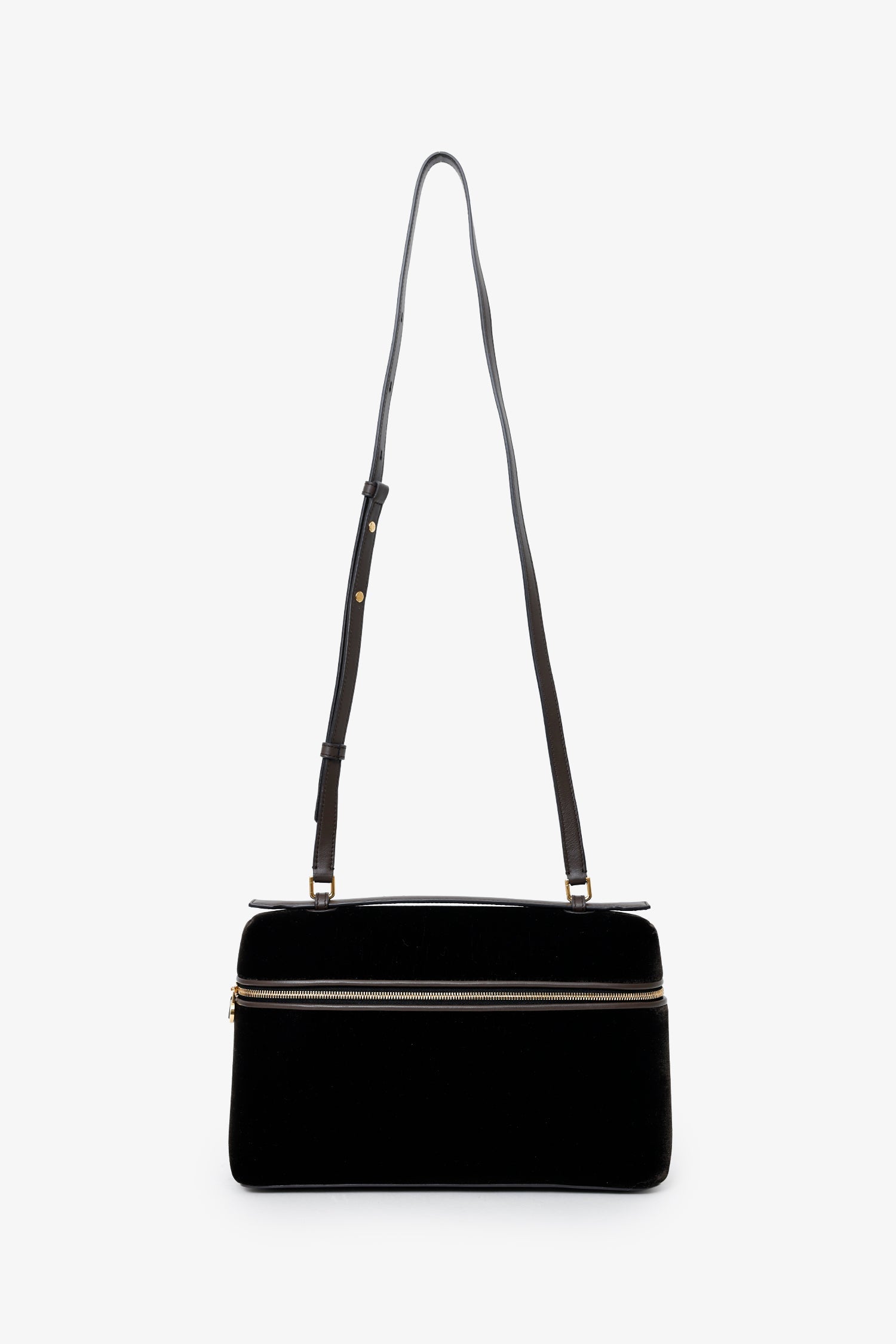 Loro Piana Black Velour/Leather L27 Crossbody With Strap