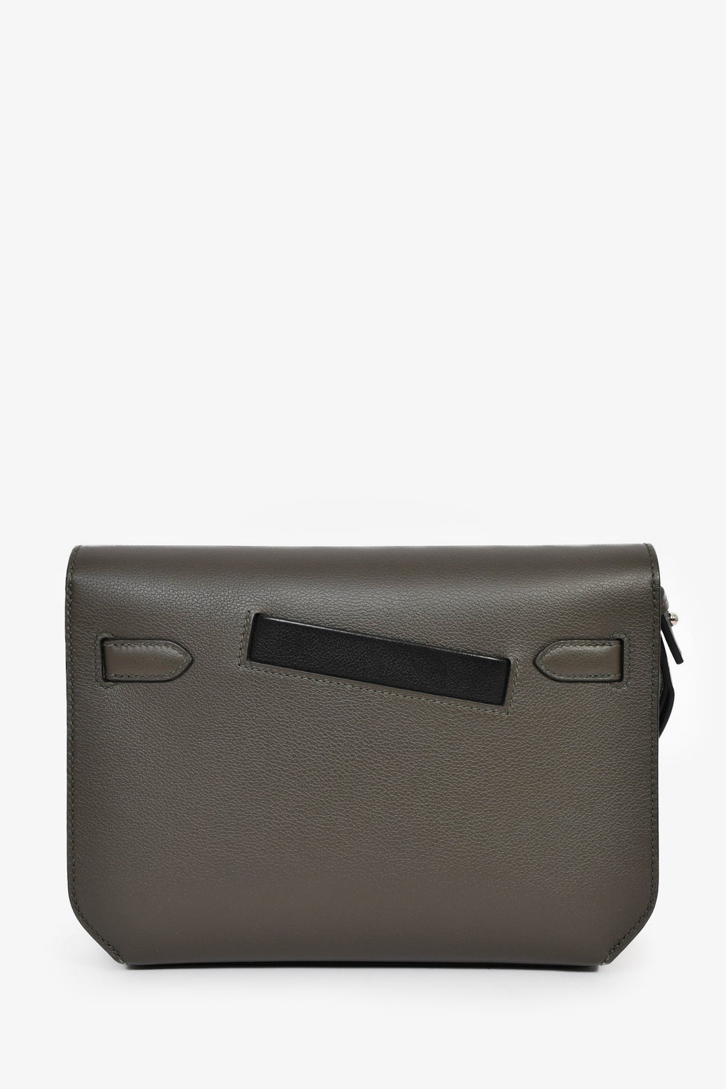 Hermès 2022 Vert De Gris/Black Leather Kelly Dépêches 25 Pouch
