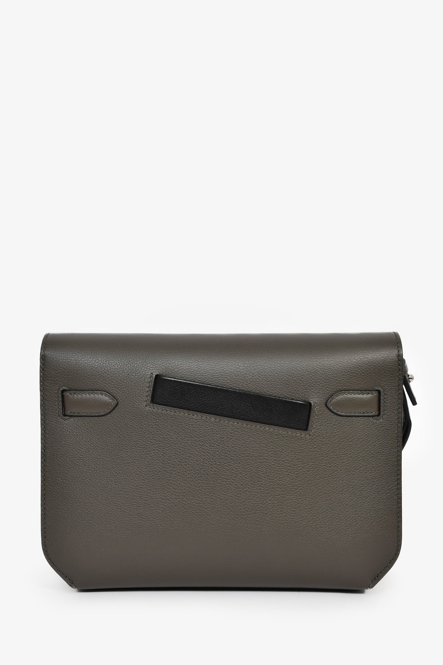 Hermès 2022 Vert De Gris/Black Leather Kelly Dépêches 25 Pouch