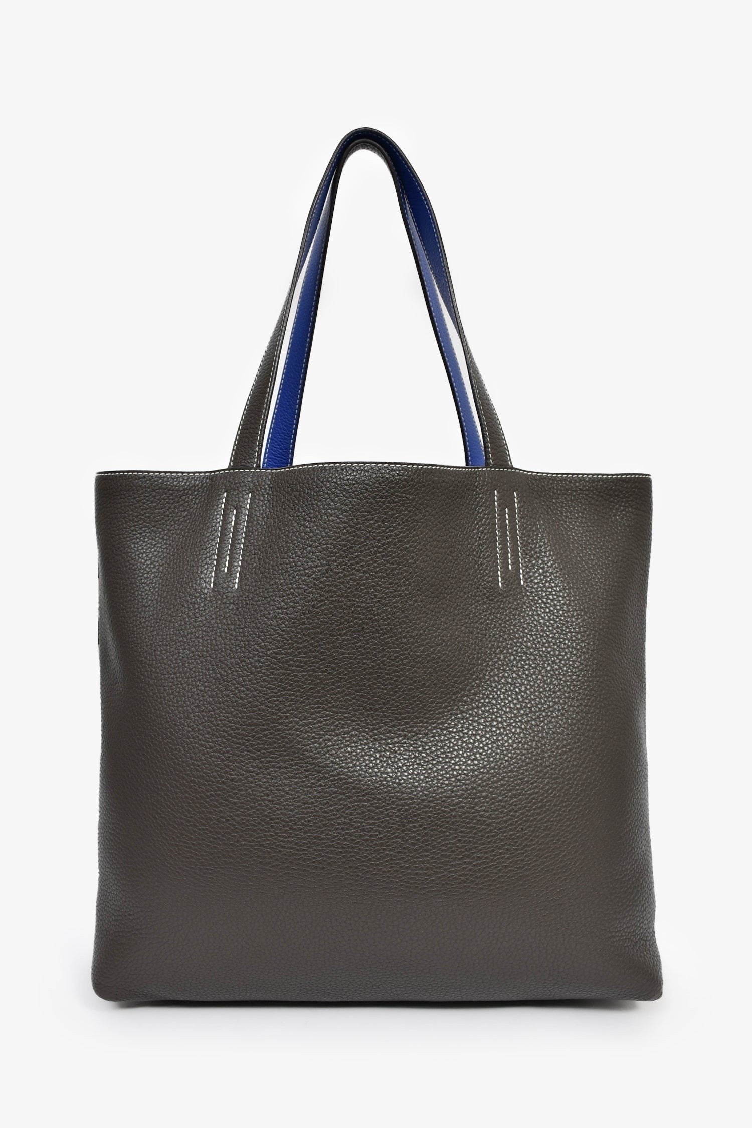 Hermès Blue/Grey Leather Reversible Tote