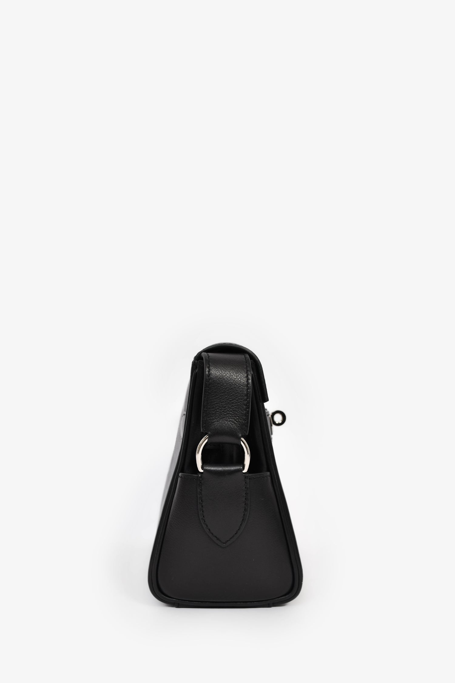 Hermès 2025 Black Leather Kelly PM Messenger Bag