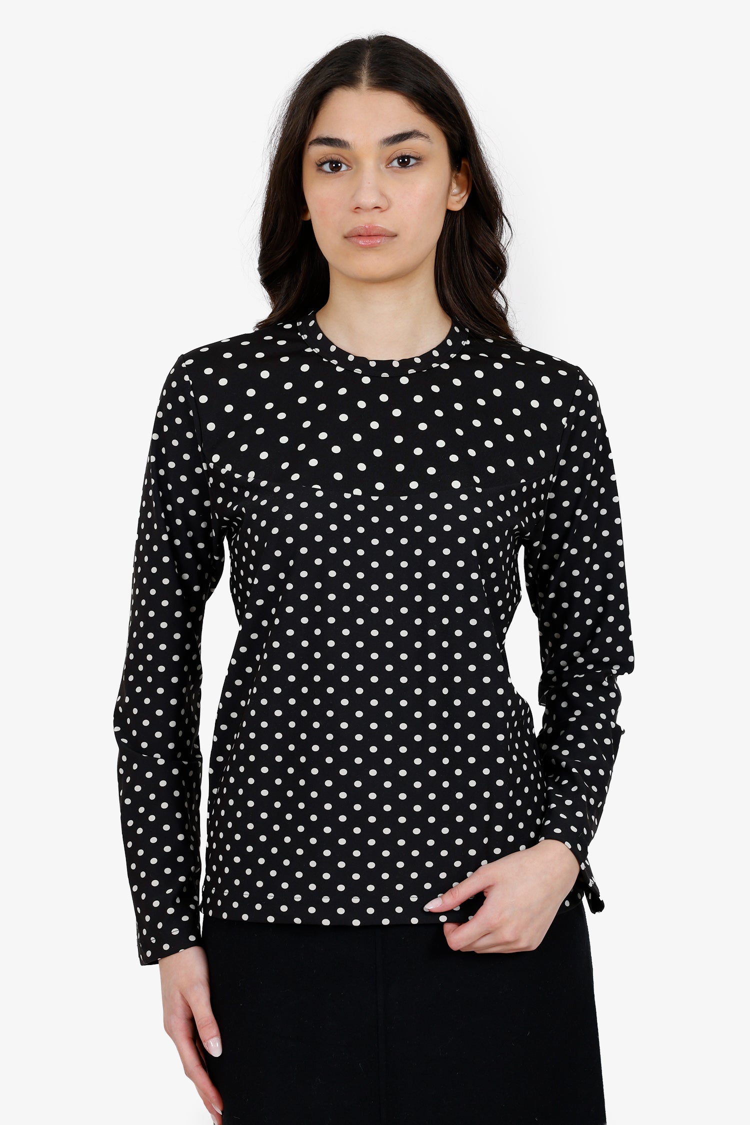 Comme Des Garcon Black Polka Dot Long Sleeve Size M