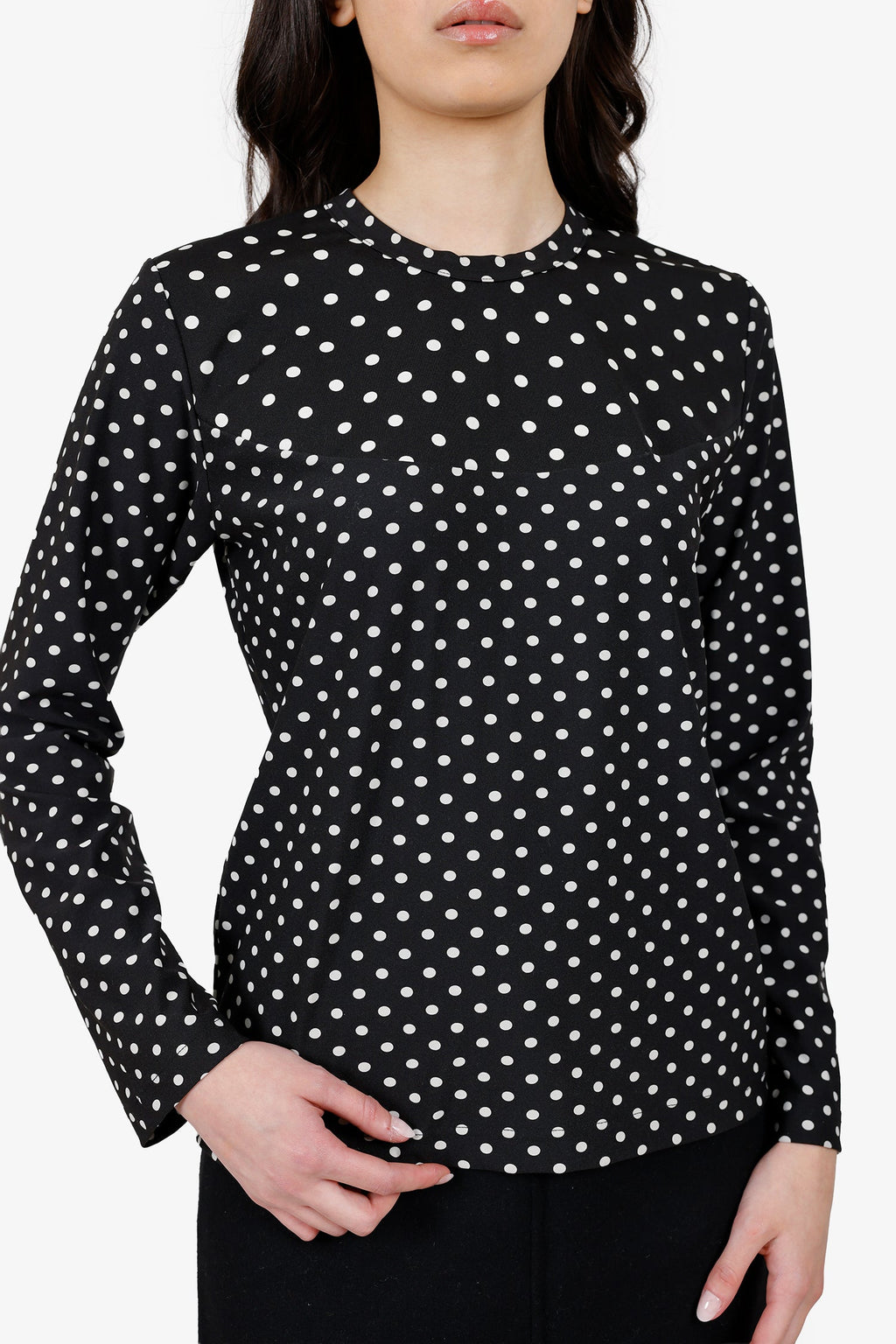 Comme Des Garcon Black Polka Dot Long Sleeve Size M