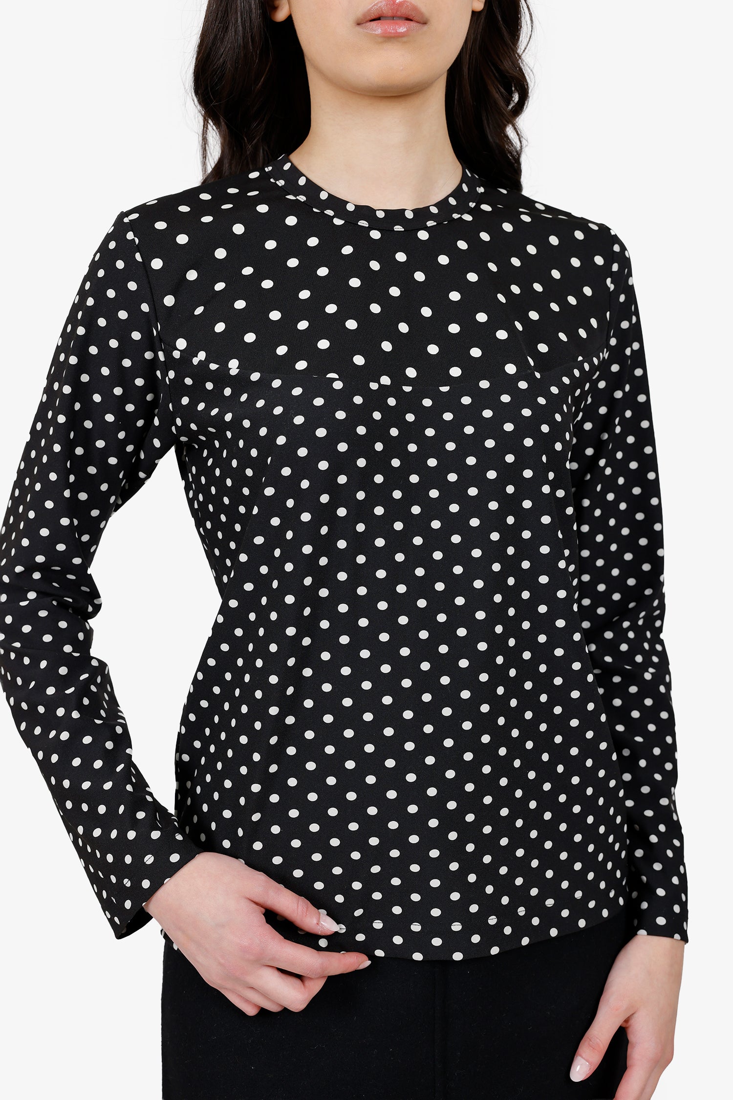Comme Des Garcon Black Polka Dot Long Sleeve Size M