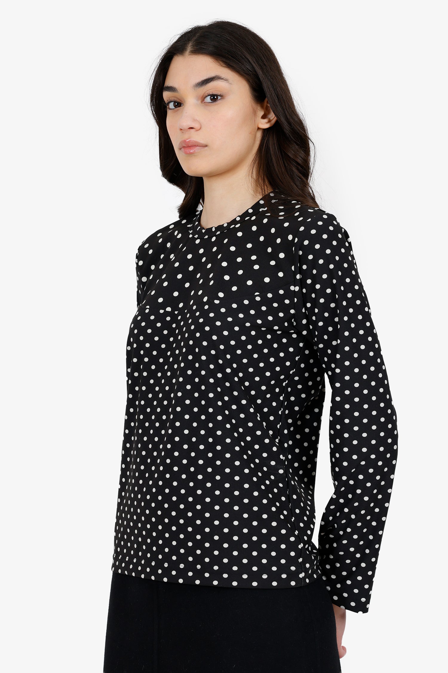 Comme Des Garcon Black Polka Dot Long Sleeve Size M