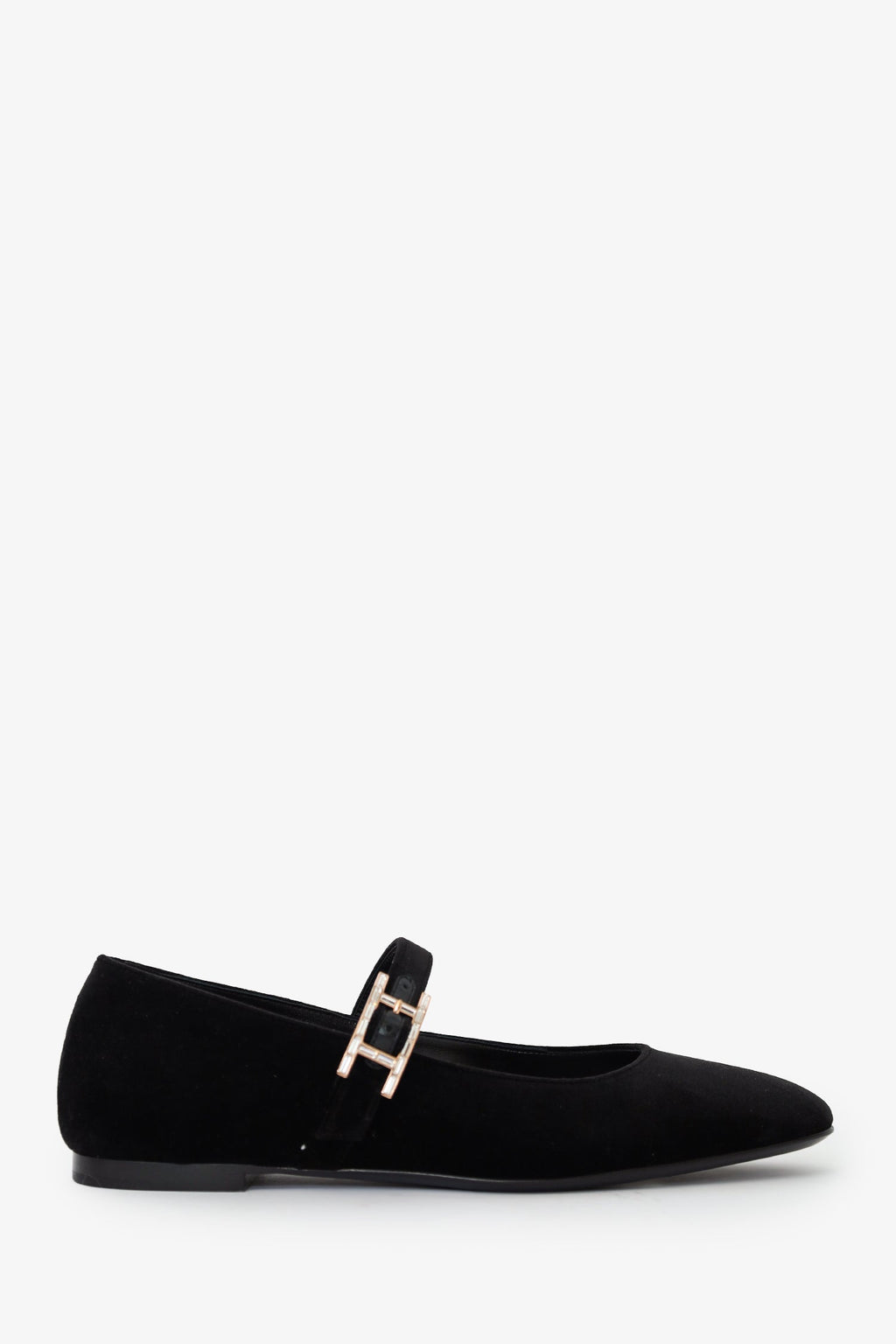 Hermès Black Velvet Jane Ballet Flat Size 37.5
