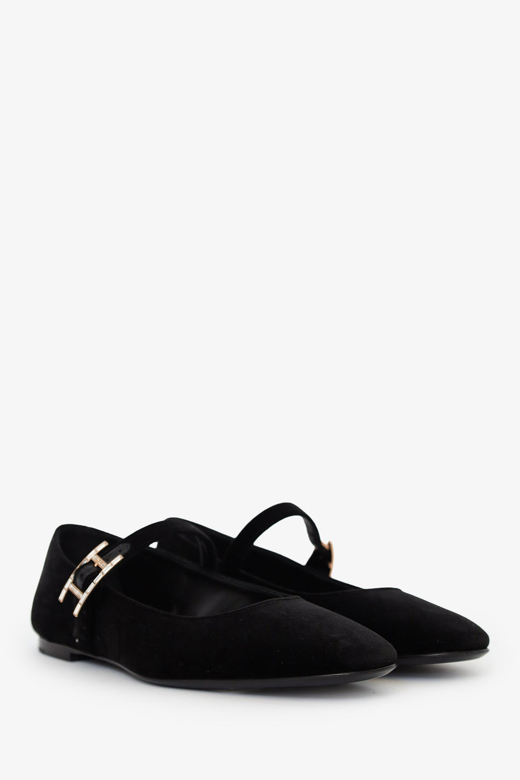 Hermès Black Velvet Jane Ballet Flat Size 37.5
