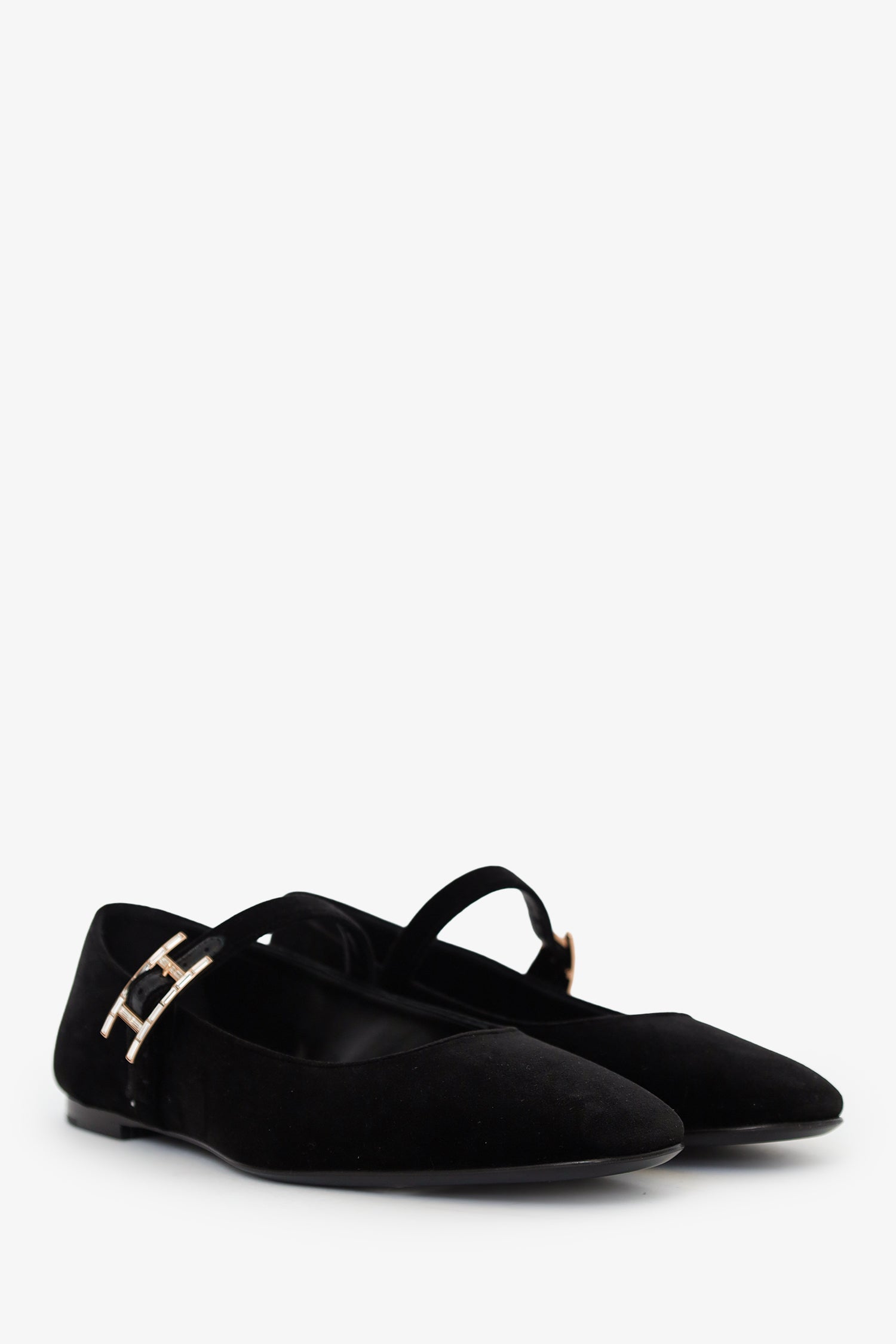 Hermès Black Velvet Jane Ballet Flat Size 37.5