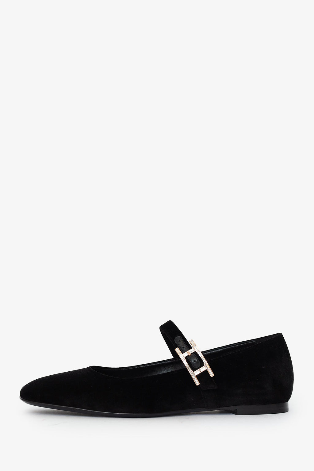 Hermès Black Velvet Jane Ballet Flat Size 37.5