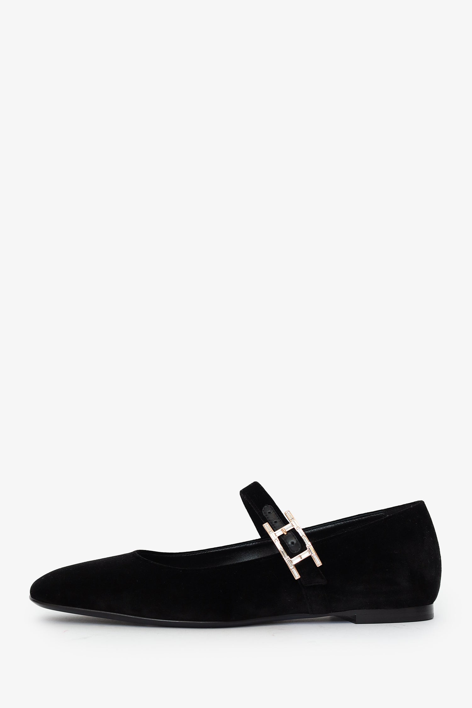 Hermès Black Velvet Jane Ballet Flat Size 37.5