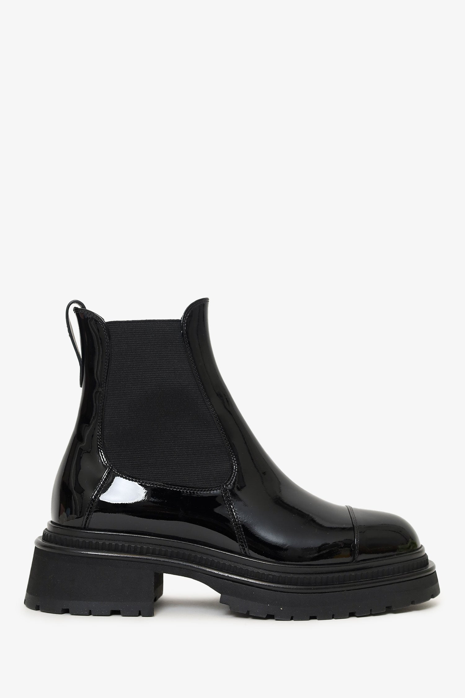 Pre-Loved Chanel™ Black Patent Leather Chelsea Boots Size 37.5