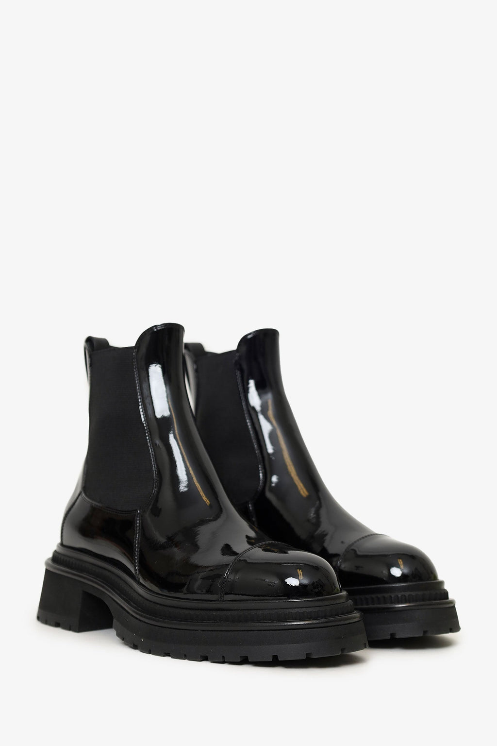 Pre-Loved Chanel™ Black Patent Leather Chelsea Boots Size 37.5