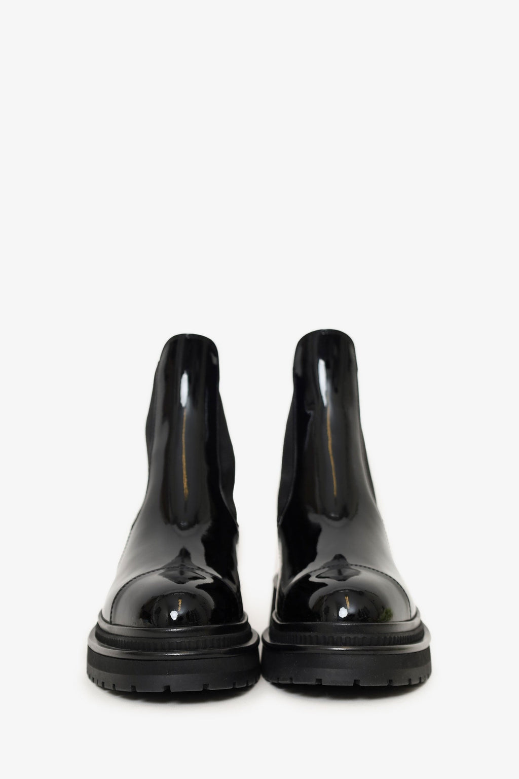 Pre-Loved Chanel™ Black Patent Leather Chelsea Boots Size 37.5