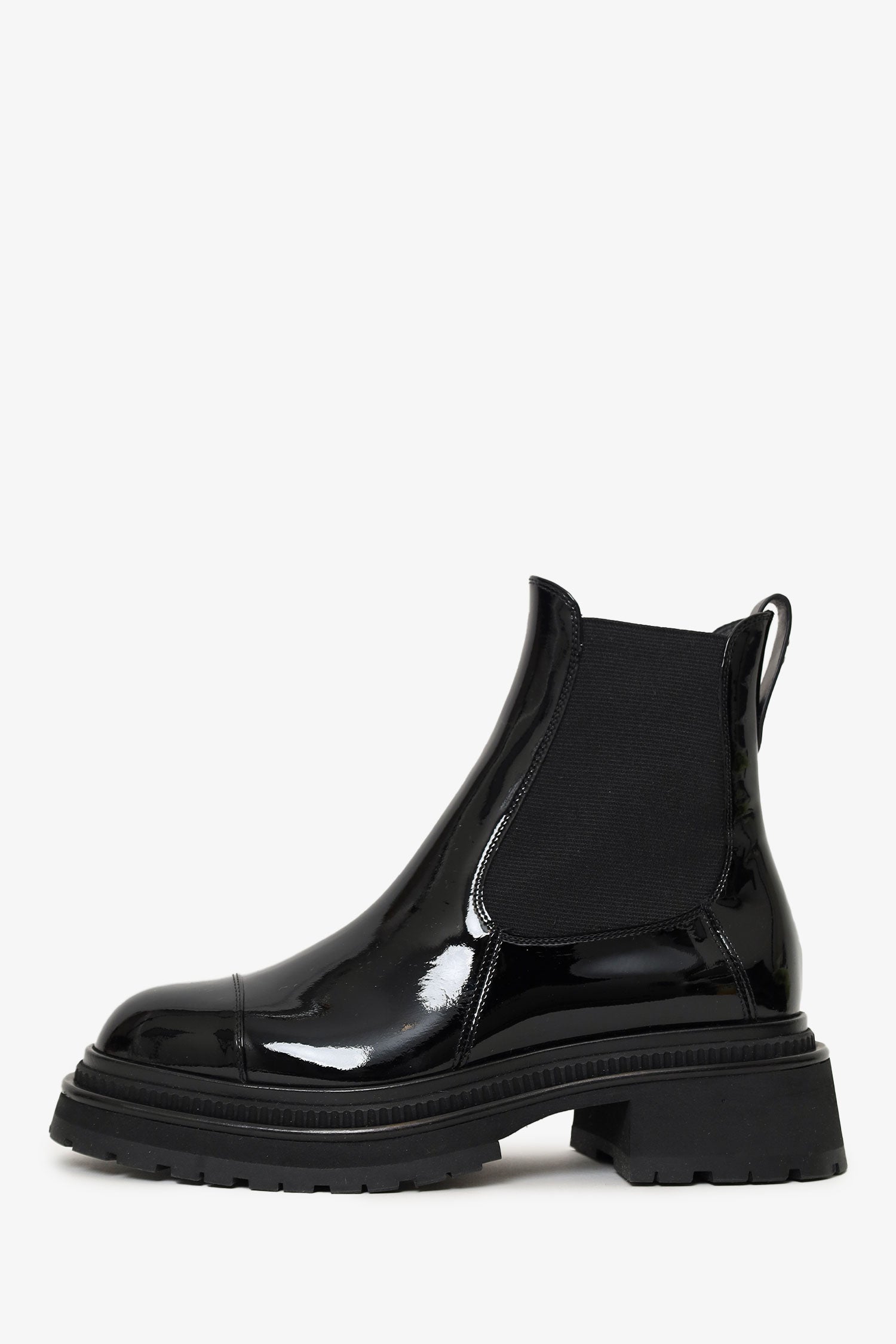Pre-Loved Chanel™ Black Patent Leather Chelsea Boots Size 37.5
