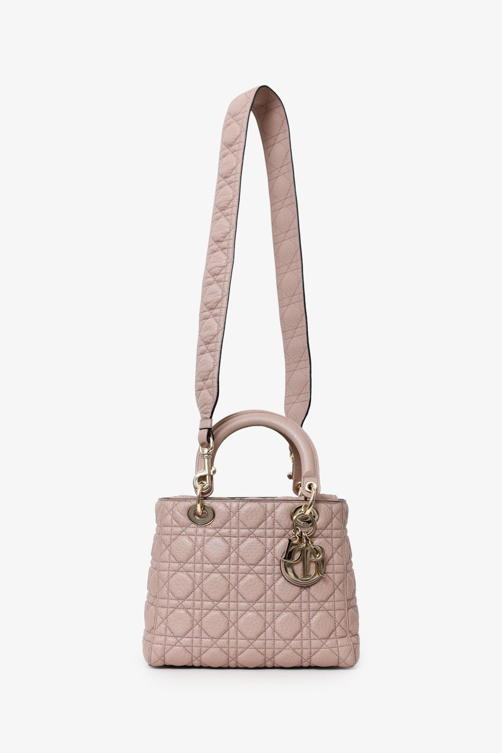 Christian Dior 2017 Powder Pink Supple Medium Lady Dior with Strap