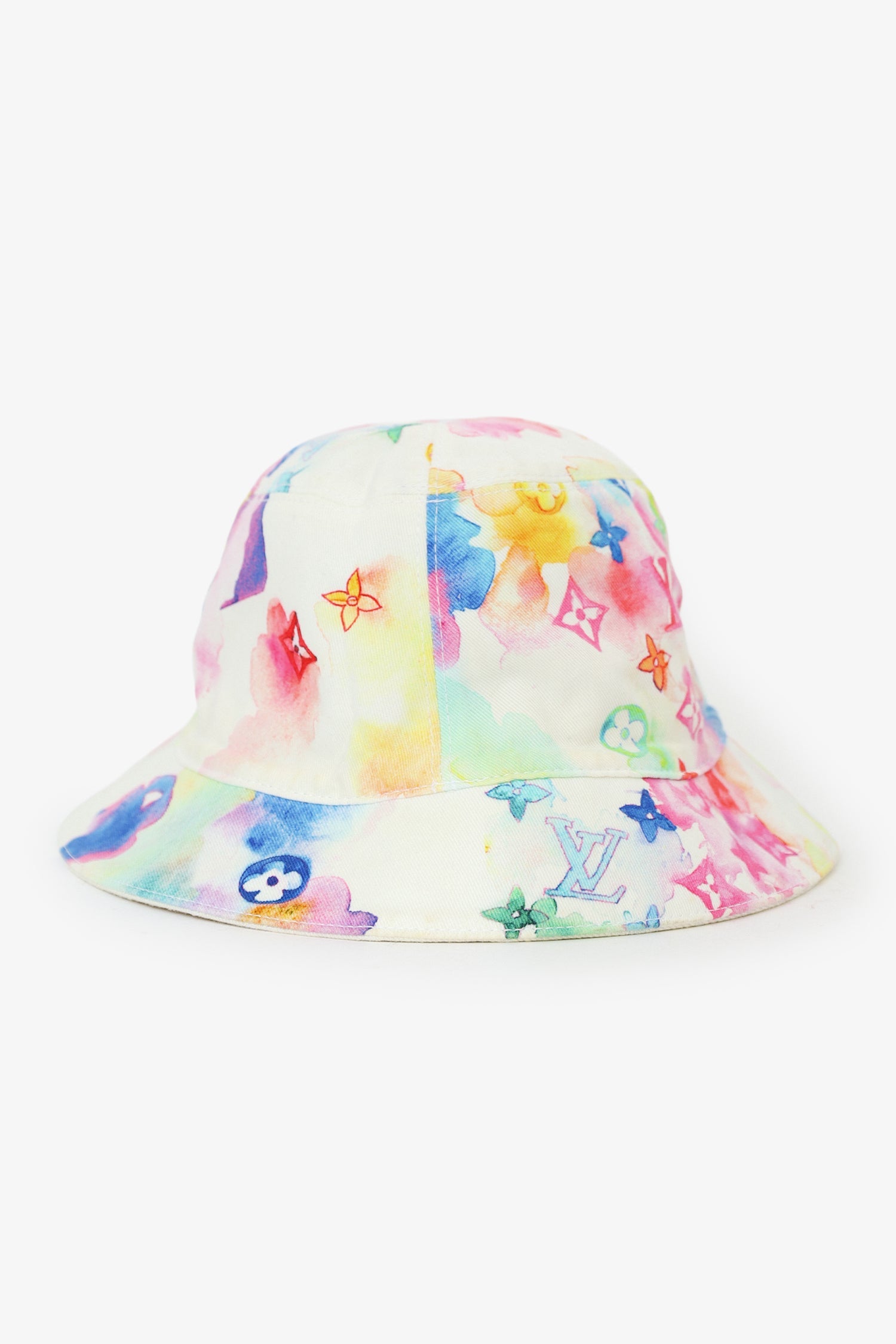 Louis Vuitton White/Multicolour Monogram Watercolour Cotton Reversible Bucket Hat Size 58