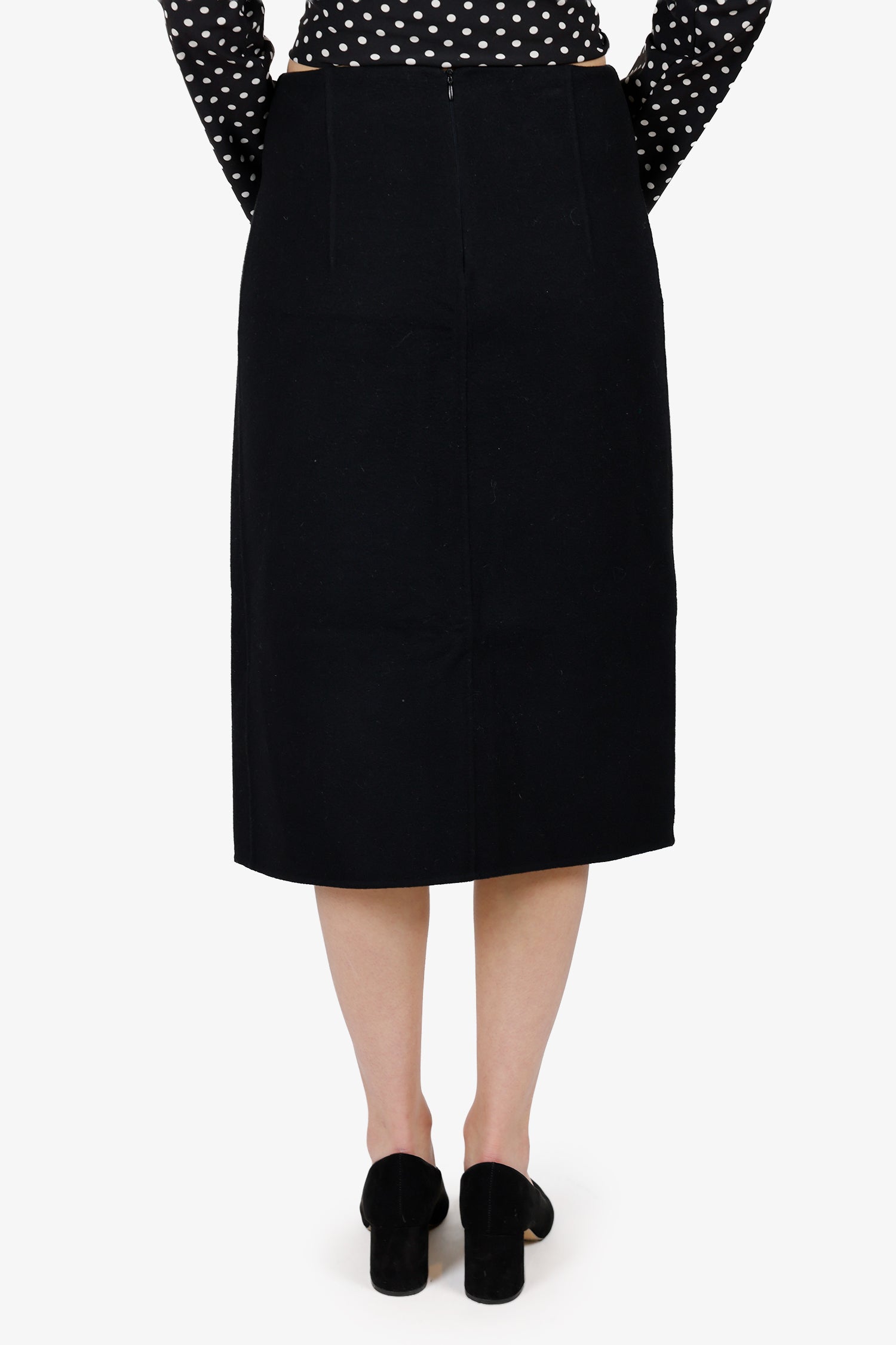 Bottega Veneta Black Cashmere Pencil Skirt With Slip Size 40