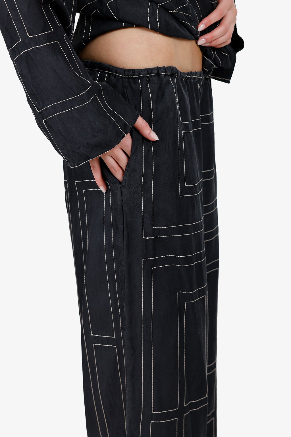 Toteme Black Monogram Silk Pyjama Top + Pant Set Size 40