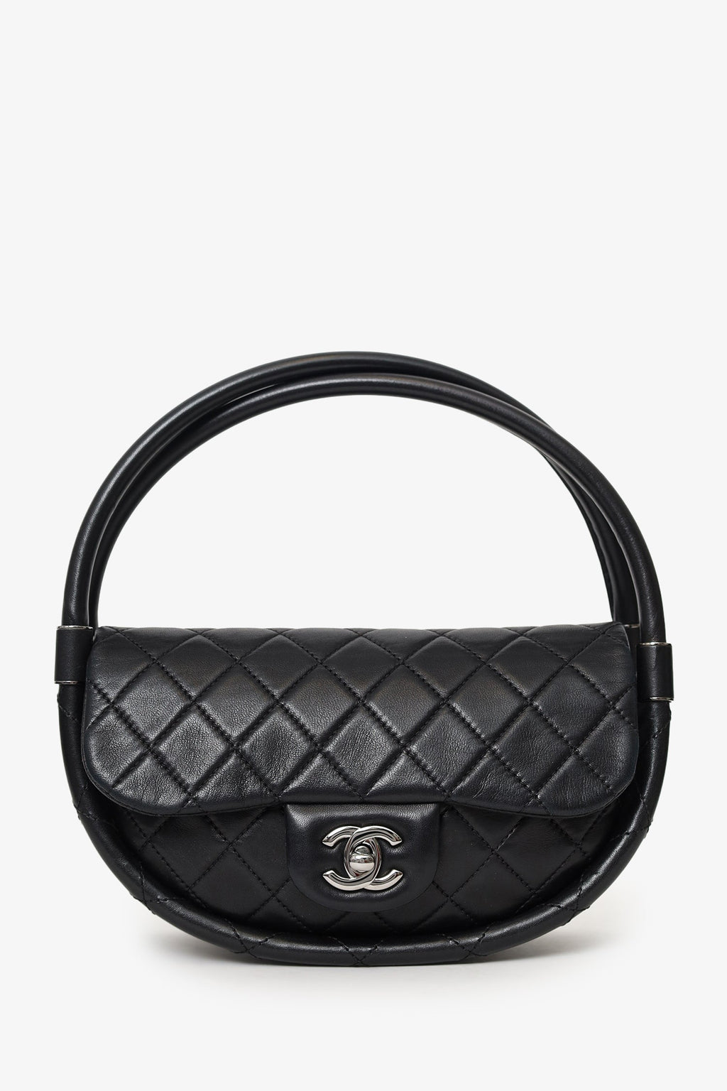 Pre-Loved Chanel™ Black Lambskin Hula Hoop 20 Handbag