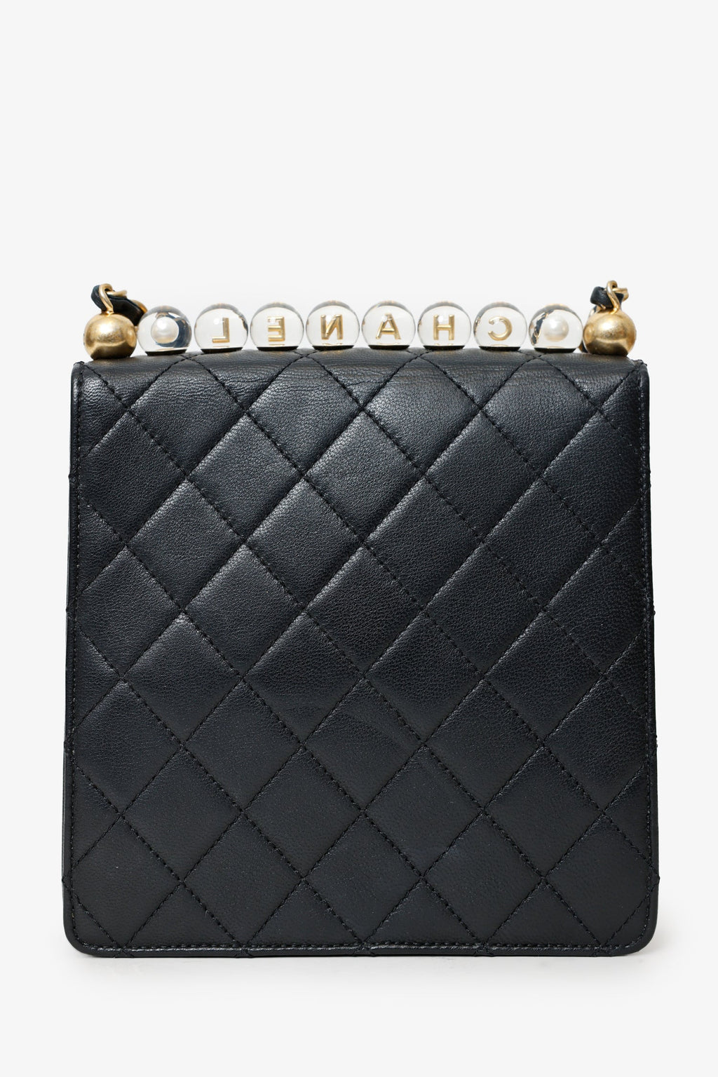 Pre-Loved Chanel™  2019-20 Black Quilted Goatskin Mini Chic Pearls Flap Bag