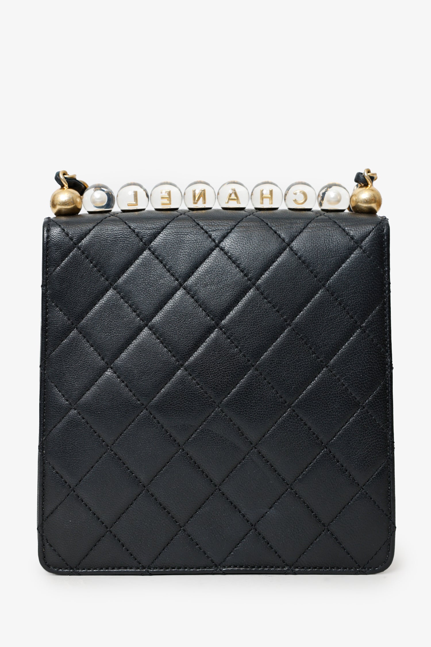 Pre-Loved Chanel™  2019-20 Black Quilted Goatskin Mini Chic Pearls Flap Bag