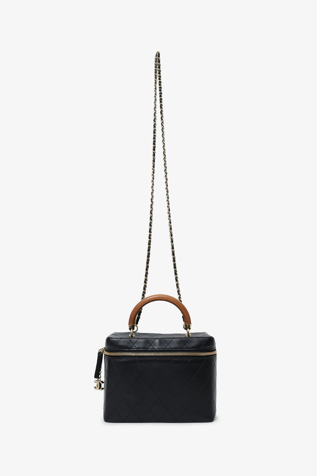 Pre-Loved Chanel™ Black Quilted Lambskin Knock On Wood Vanity Case