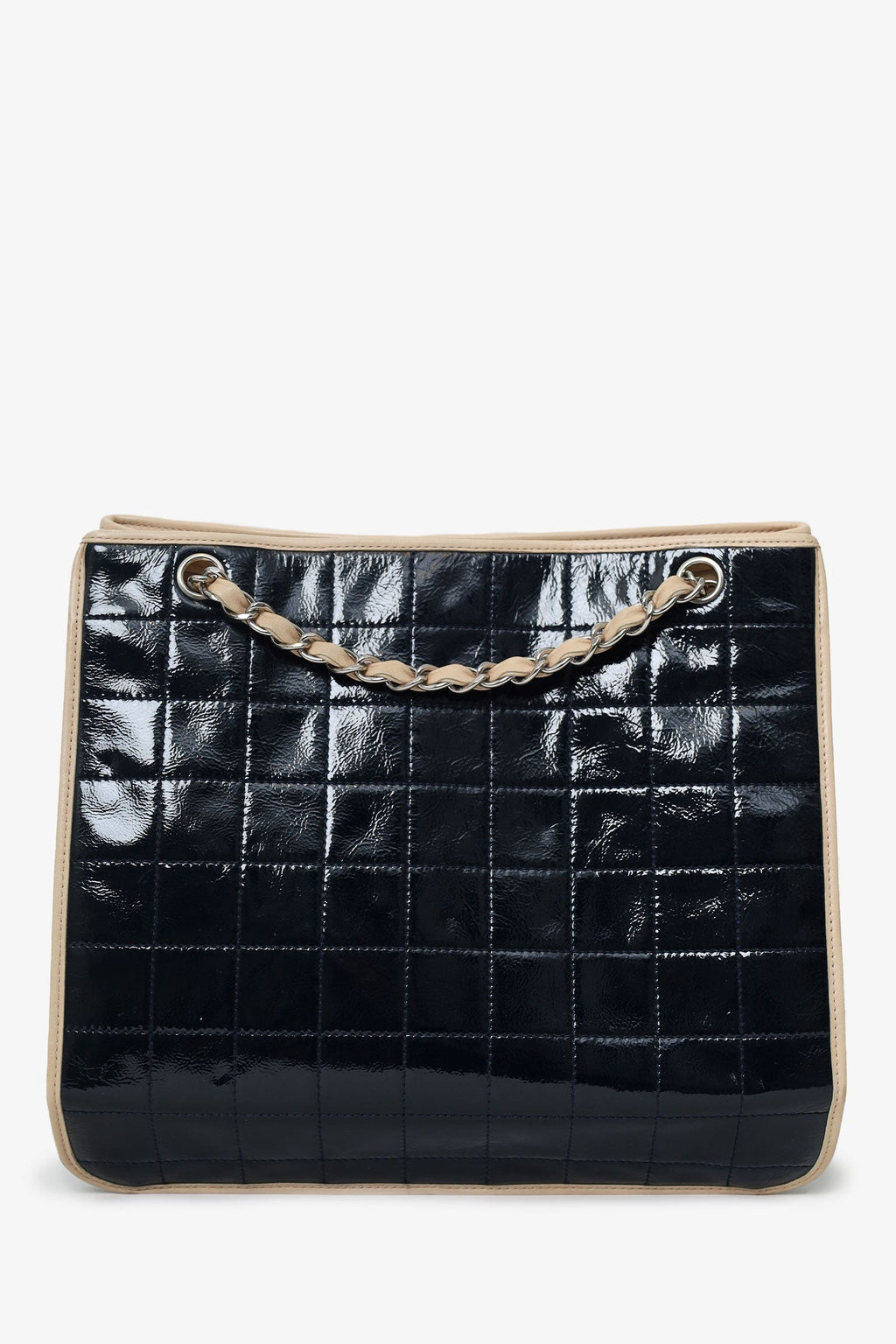 Pre-Loved Chanel™ 2006-08 Black Patent Leather Chocolate Bar Tote Bag