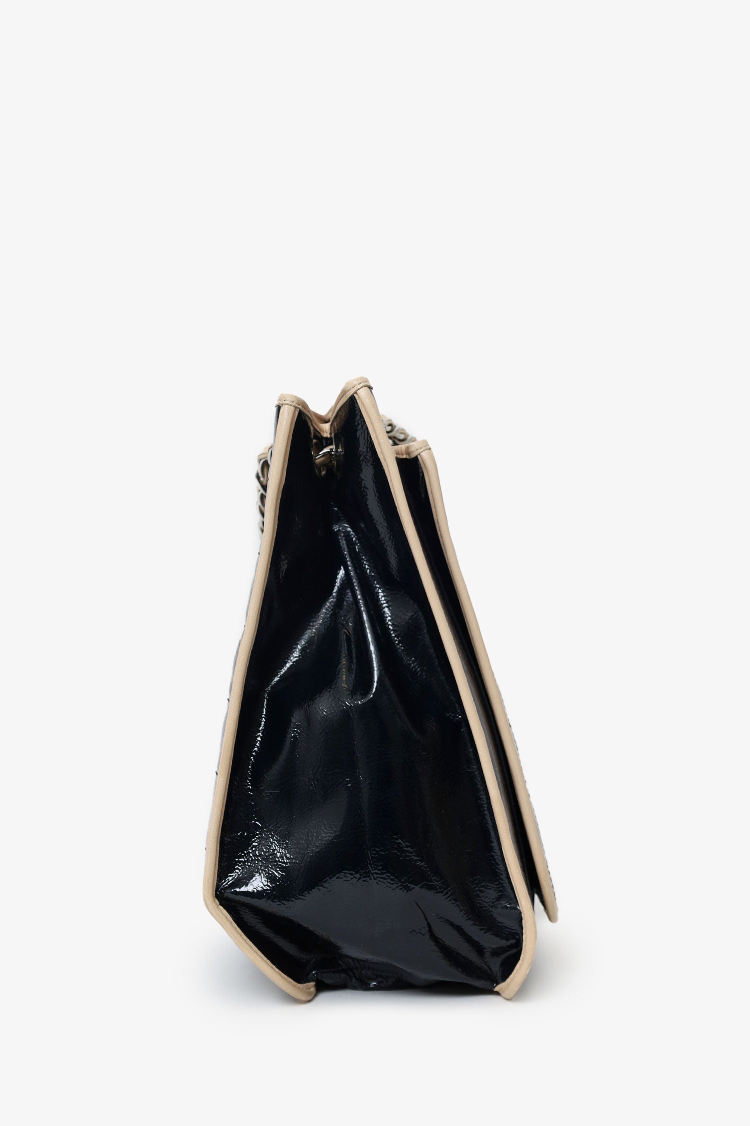 Pre-Loved Chanel™ 2006-08 Black Patent Leather Chocolate Bar Tote Bag