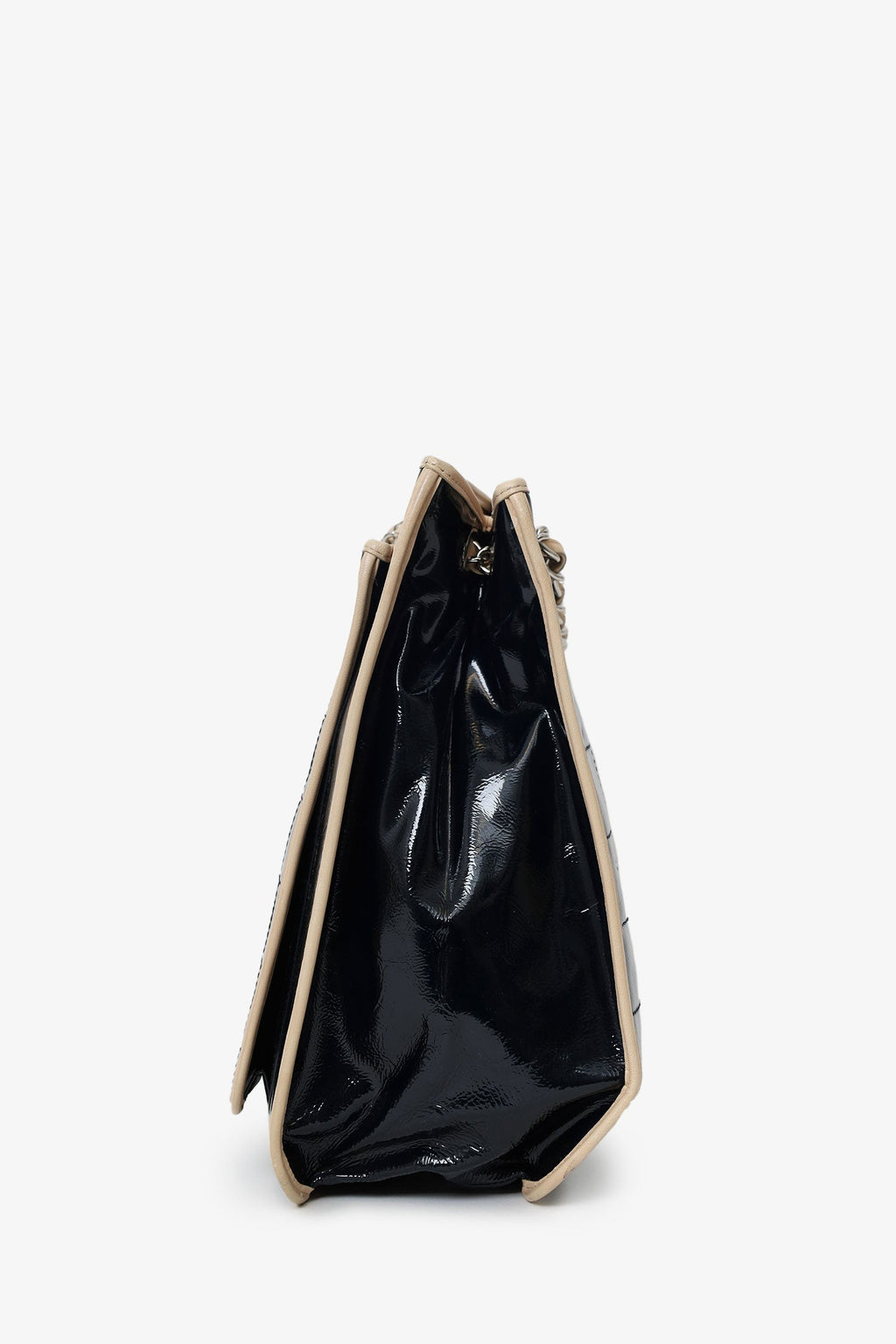 Pre-Loved Chanel™ 2006-08 Black Patent Leather Chocolate Bar Tote Bag