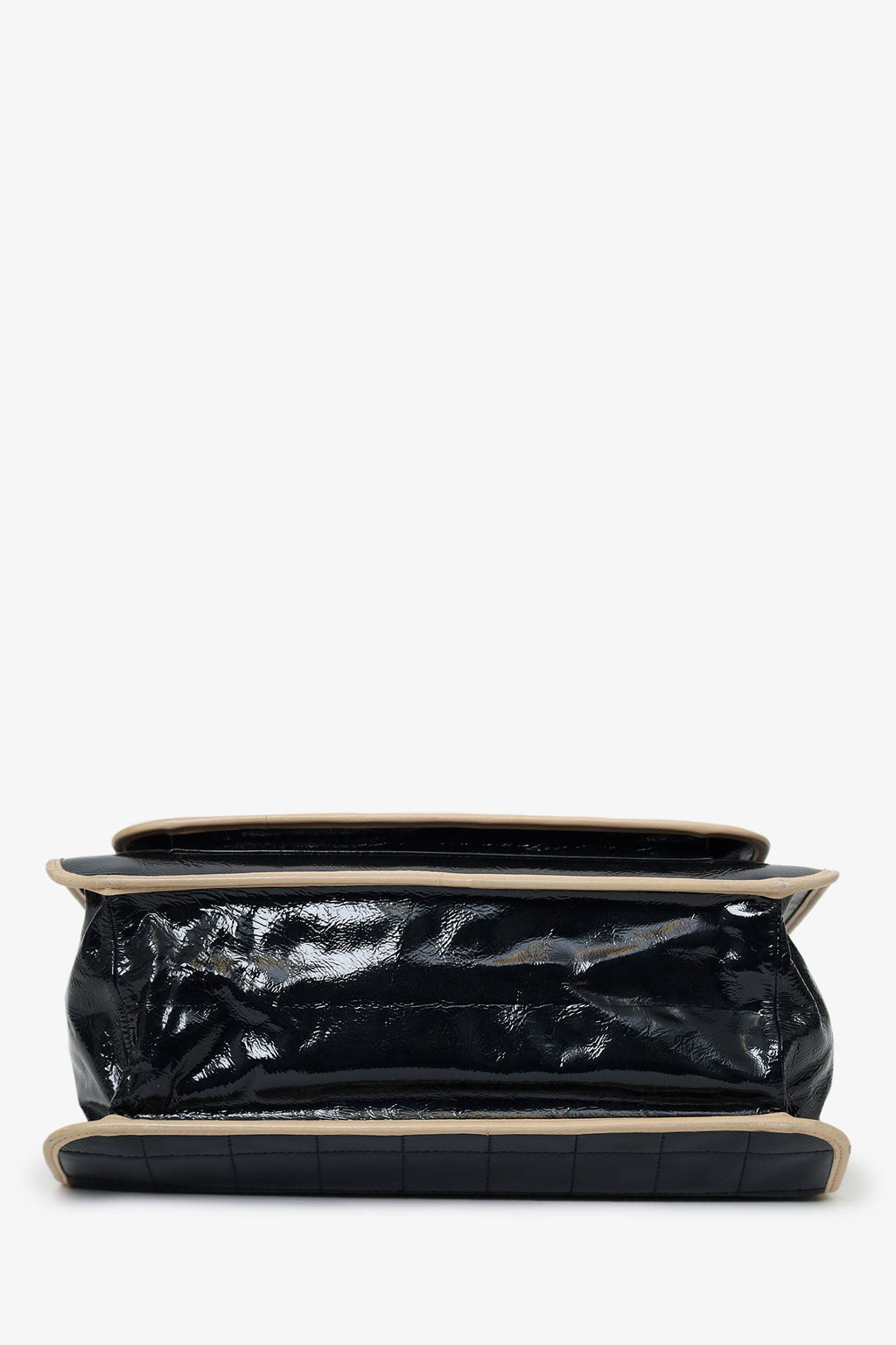 Pre-Loved Chanel™ 2006-08 Black Patent Leather Chocolate Bar Tote Bag