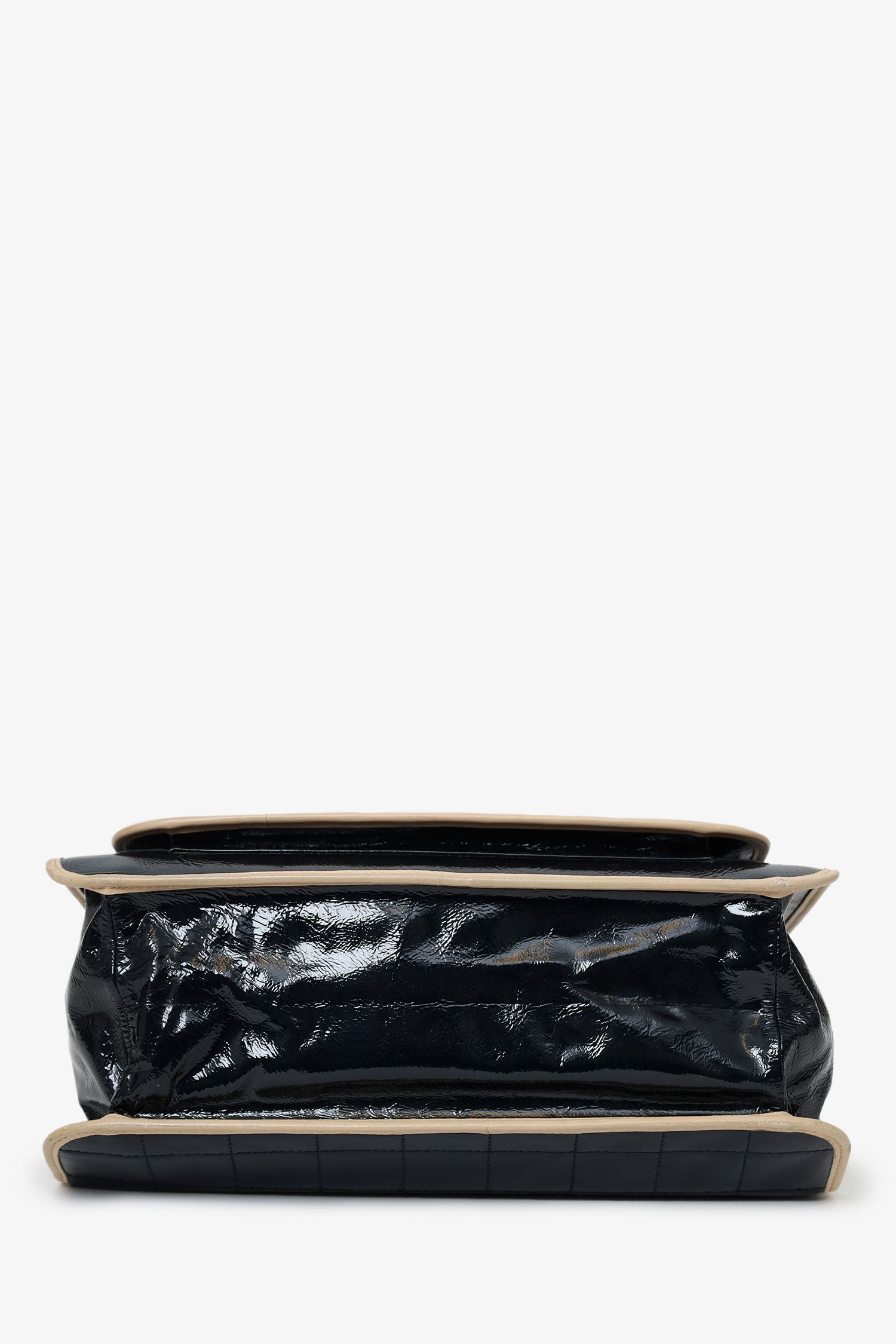 Pre-Loved Chanel™ 2006-08 Black Patent Leather Chocolate Bar Tote Bag