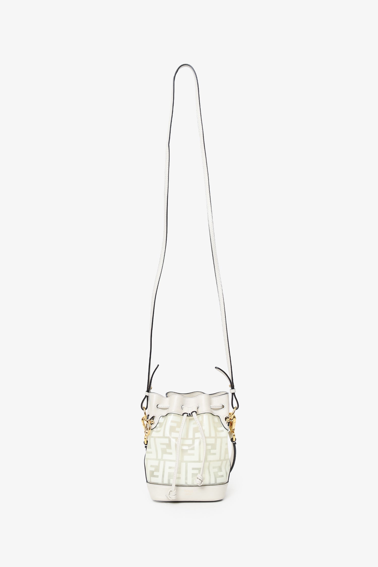 Fendi White Zucca Print Vinyl/Leather Mon Tresor Mini Bucket Bag