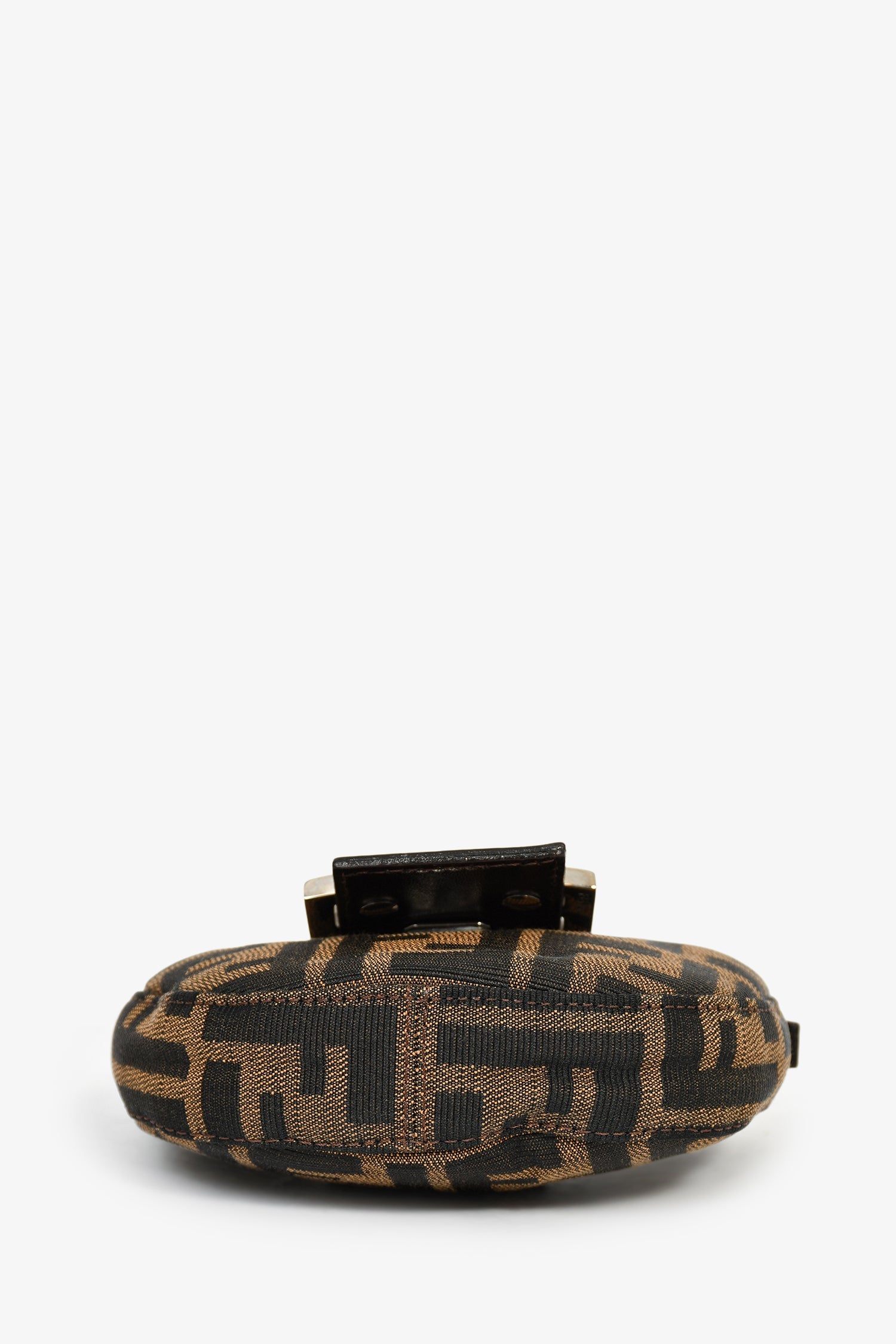 Fendi Brown Zucca Print Canvas Mini Half Moon Baguette Bag