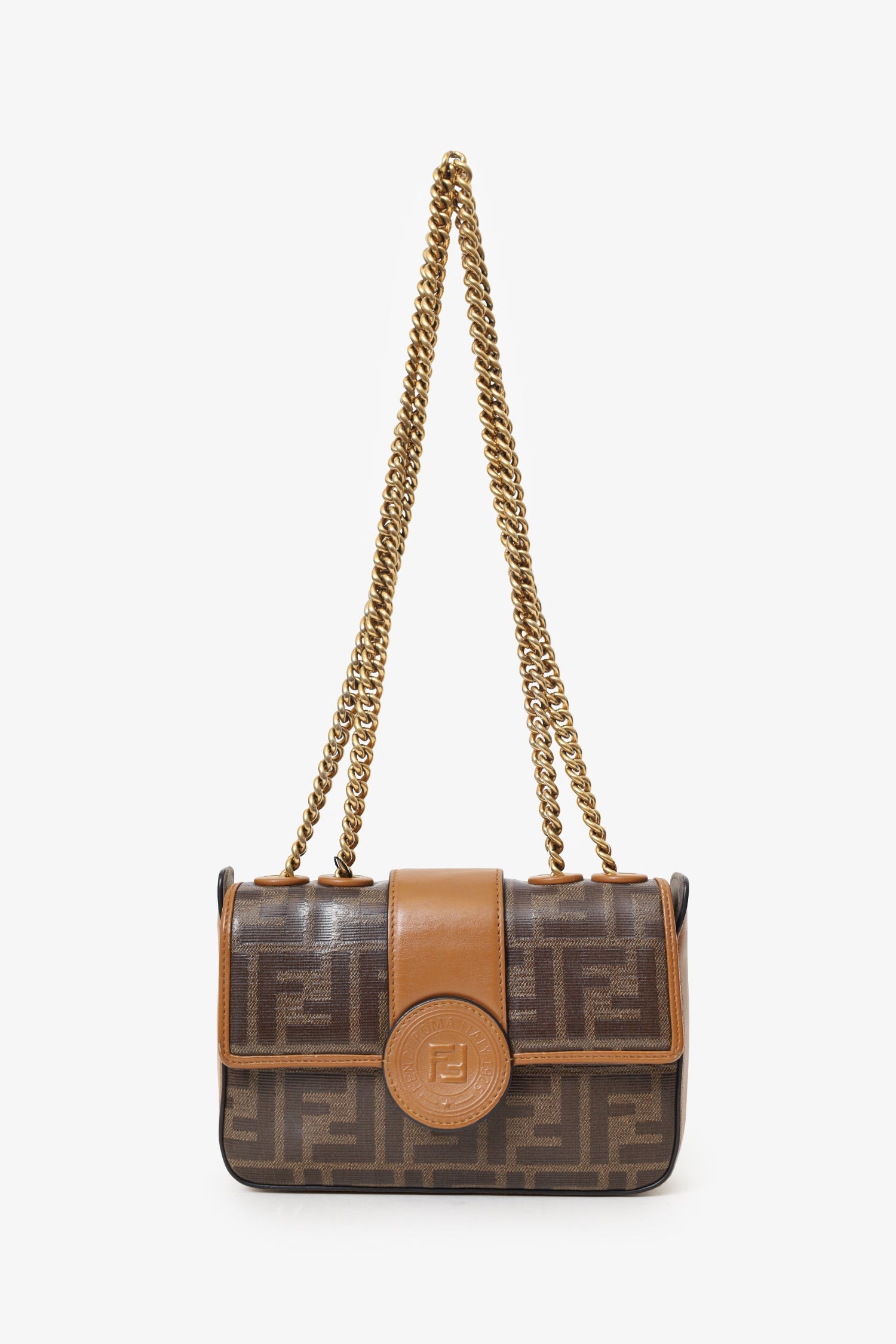 Fendi Brown Mini Double F Shoulder Bag
