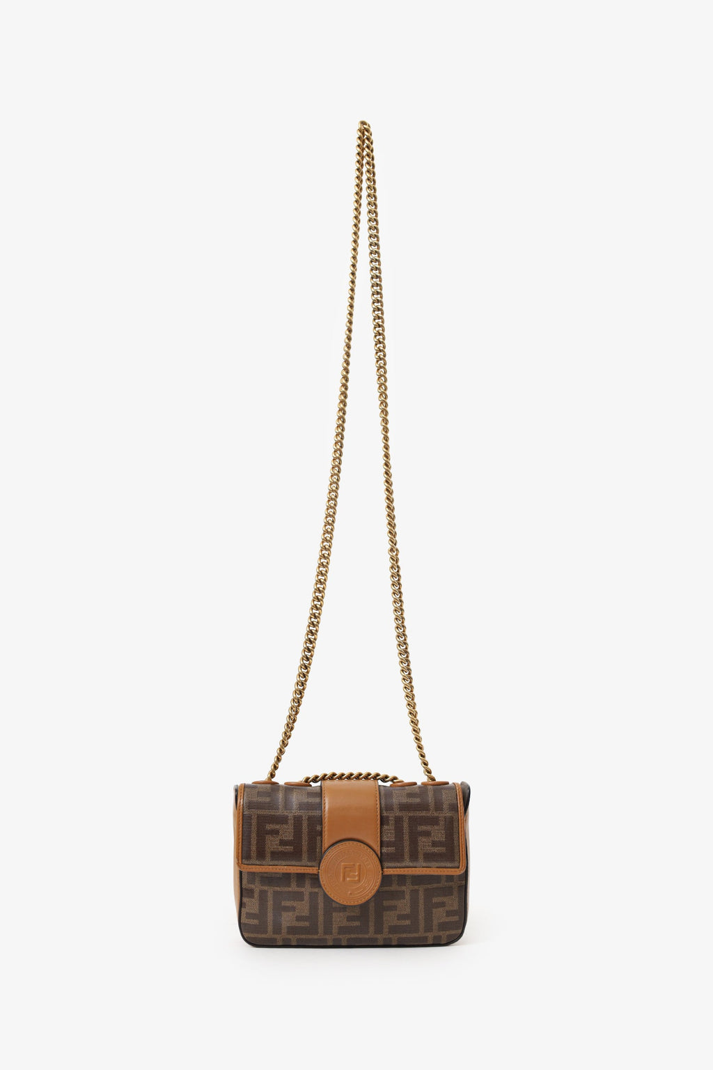 Fendi Brown Mini Double F Shoulder Bag